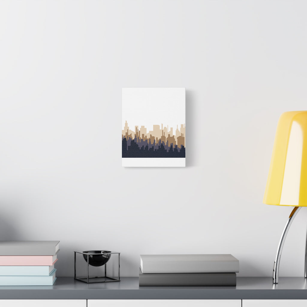 Neutral City Skyline Matte Canvas Wall Art — Minimalist Urban Home Decor