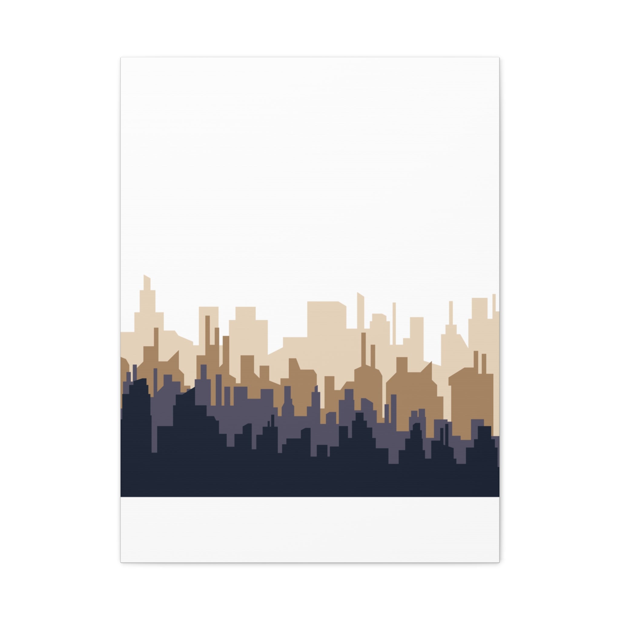 Neutral City Skyline Matte Canvas Wall Art — Minimalist Urban Home Decor