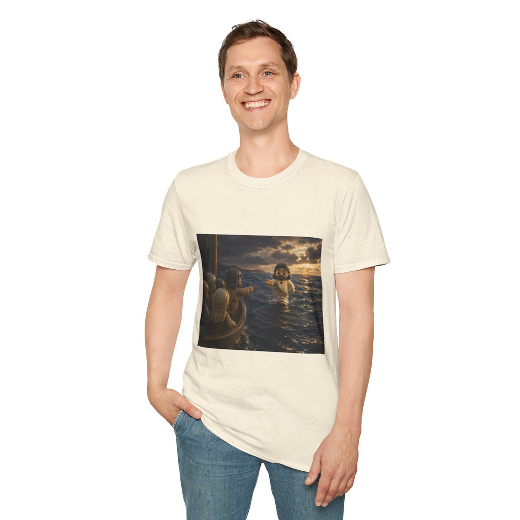 Tiny Jesus Walking on Water T-Shirt — Inspirational Biblical Faith Tee