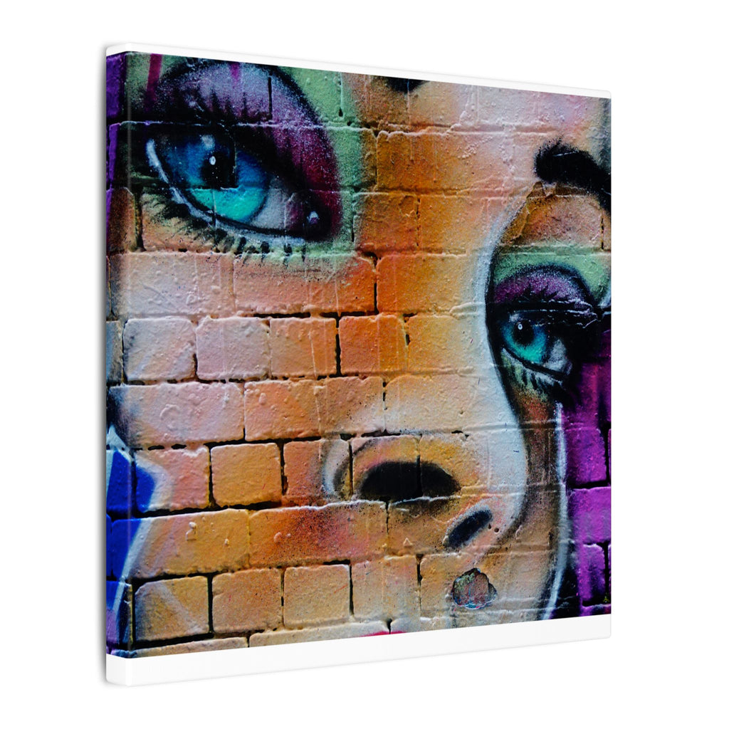 Graffiti Face Matte Canvas Print — Urban Street Art Portrait Wall Decor