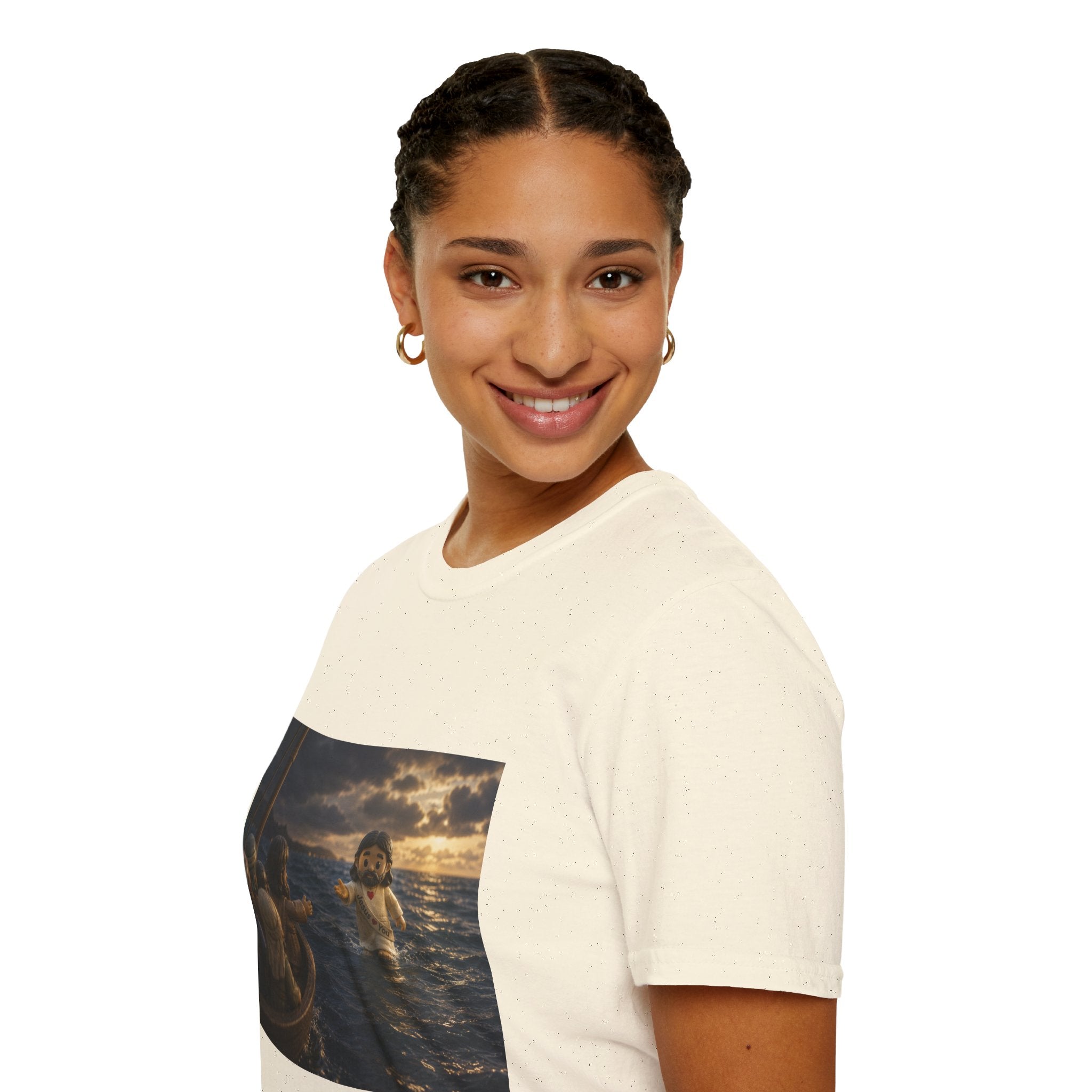 Tiny Jesus Walking on Water T-Shirt — Inspirational Biblical Faith Tee
