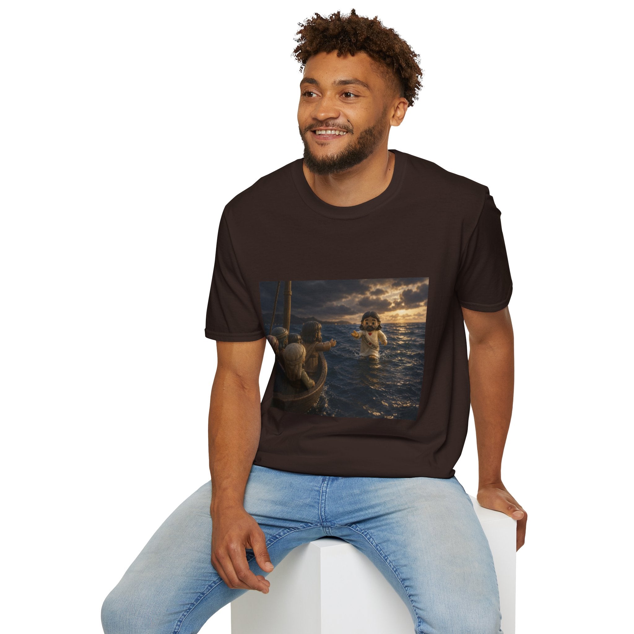 Tiny Jesus Walking on Water T-Shirt — Inspirational Biblical Faith Tee