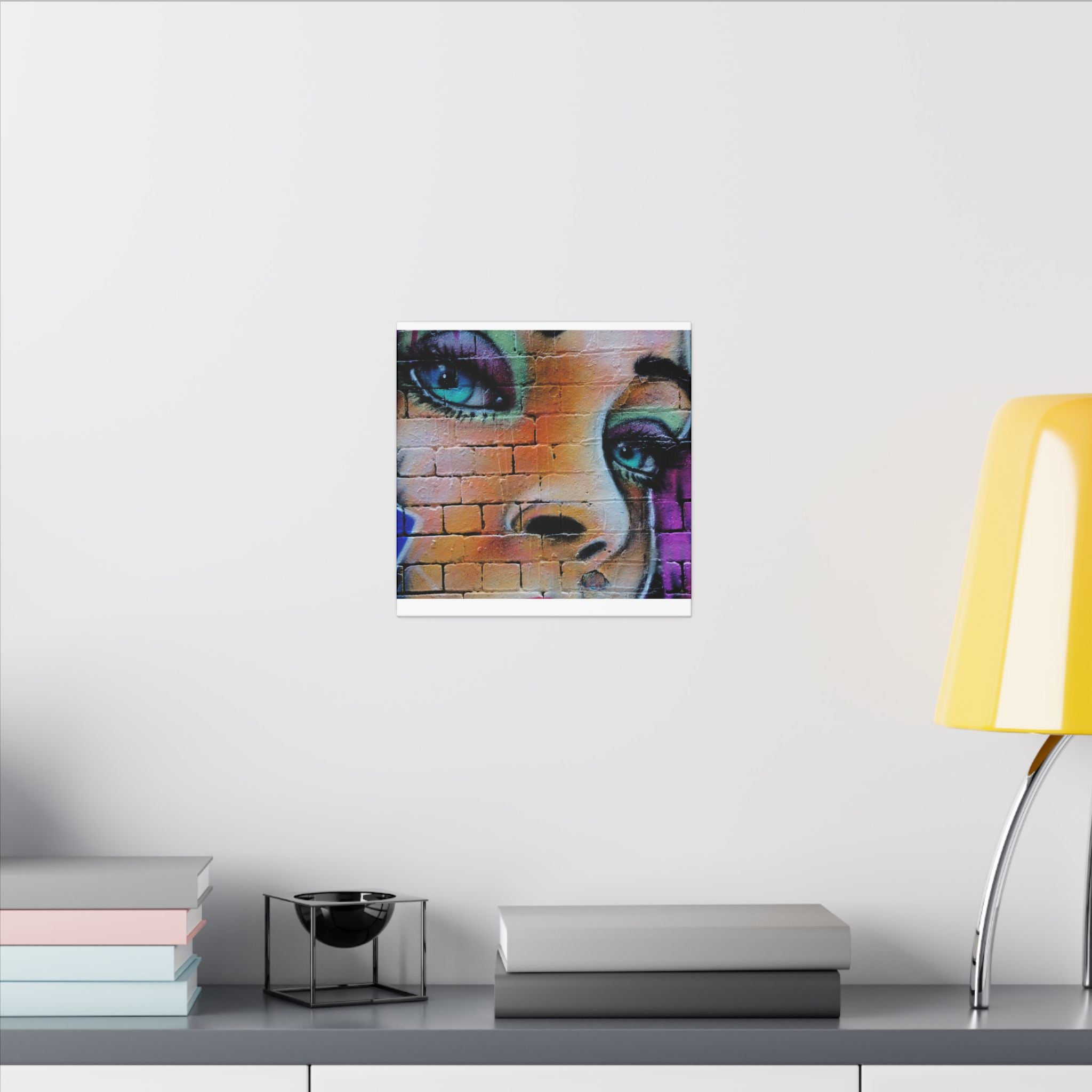 Graffiti Face Matte Canvas Print — Urban Street Art Portrait Wall Decor