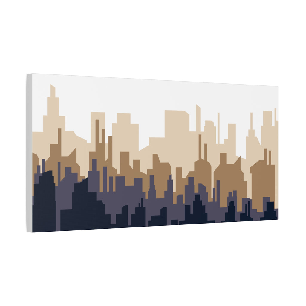 Neutral City Skyline Matte Canvas Wall Art — Minimalist Urban Home Decor