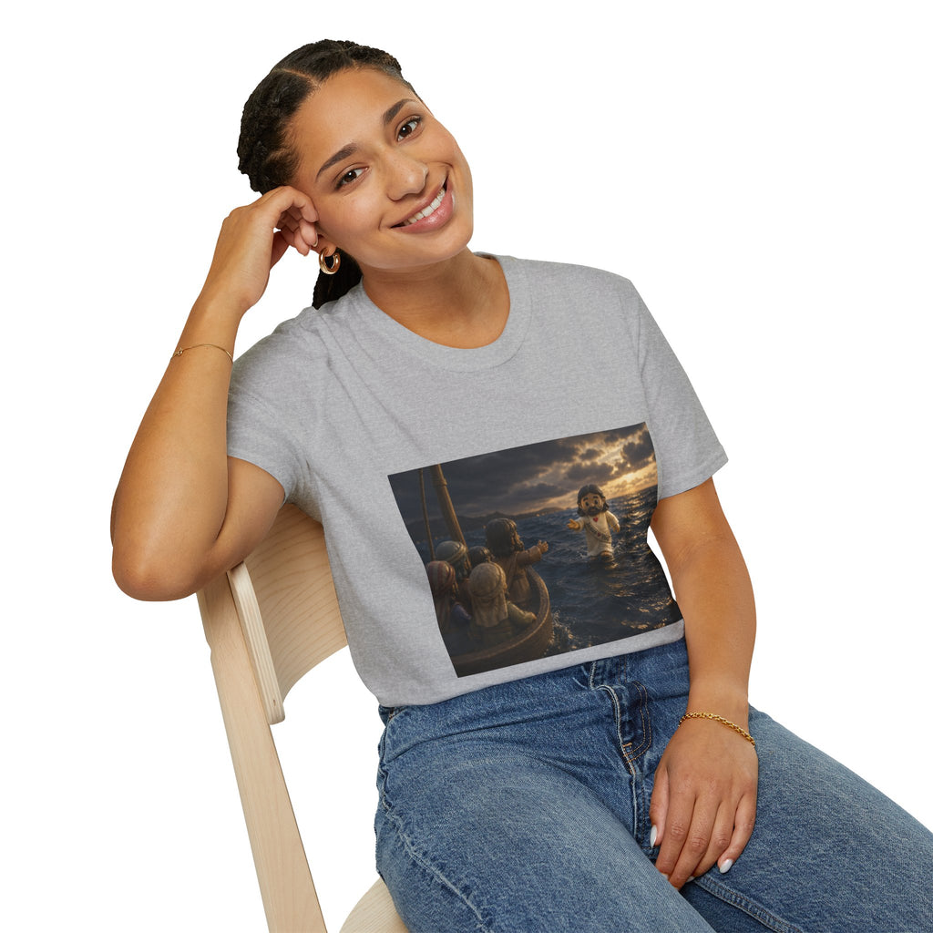 Tiny Jesus Walking on Water T-Shirt — Inspirational Biblical Faith Tee