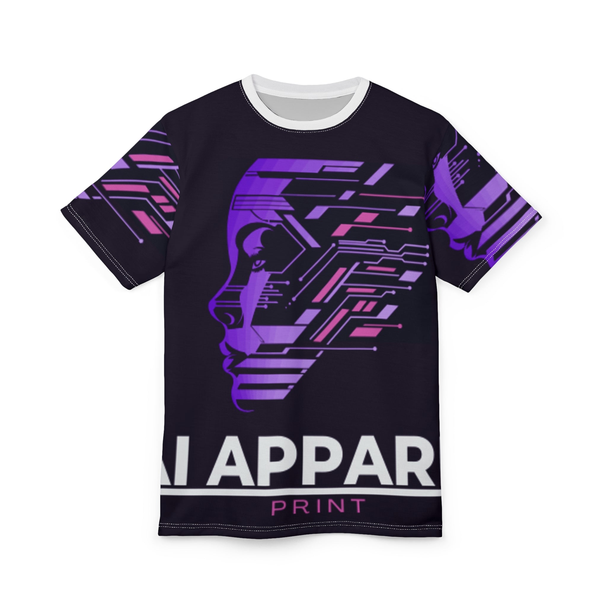 Cyberpunk Unisex Cut & Sew Tee | Futuristic Graphic T-Shirt | Tech Lover Gift | AOP Tee for Festivals, Casual Wear