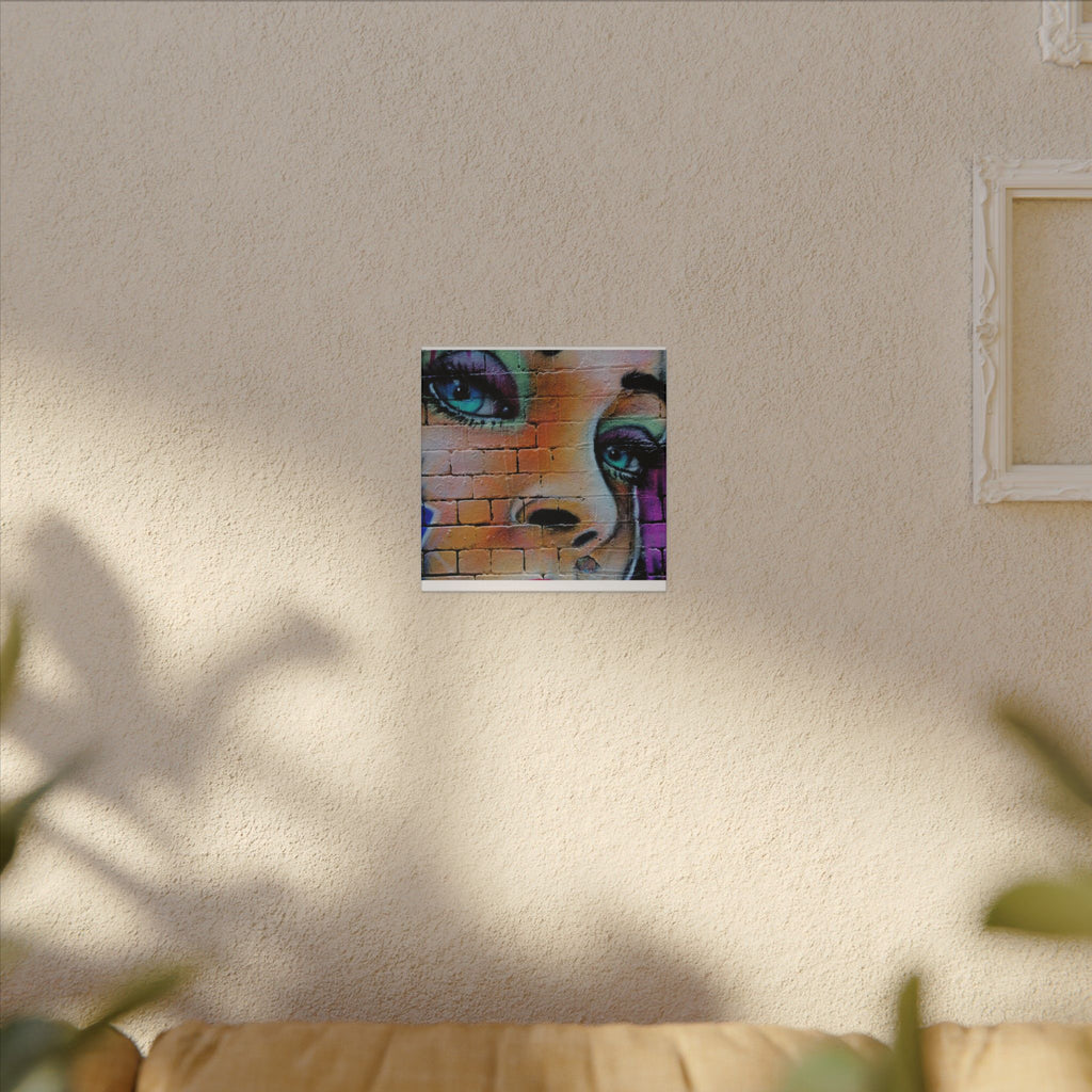 Graffiti Face Matte Canvas Print — Urban Street Art Portrait Wall Decor