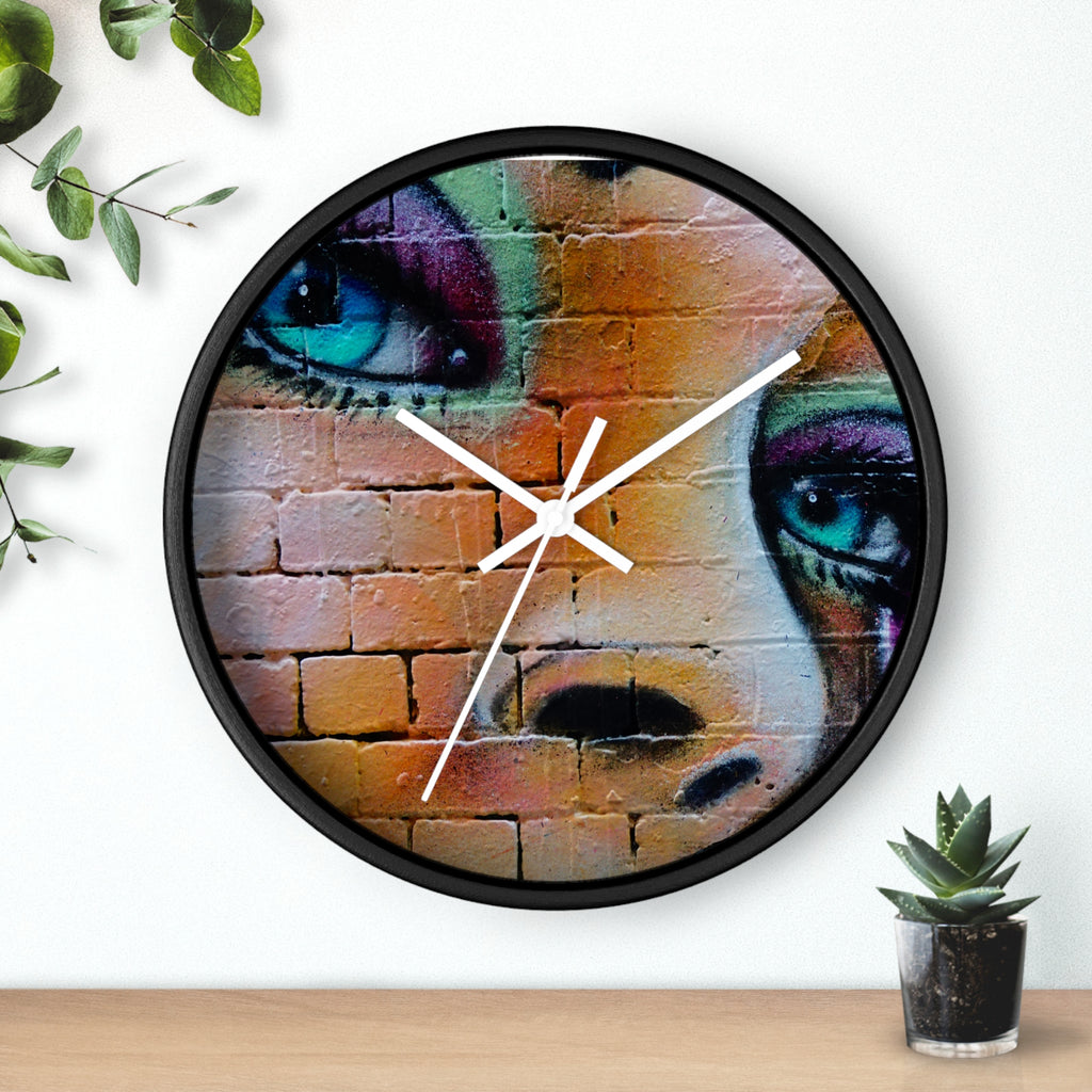 Graffiti Face Wall Clock — Colorful Street Art Portrait Clock
