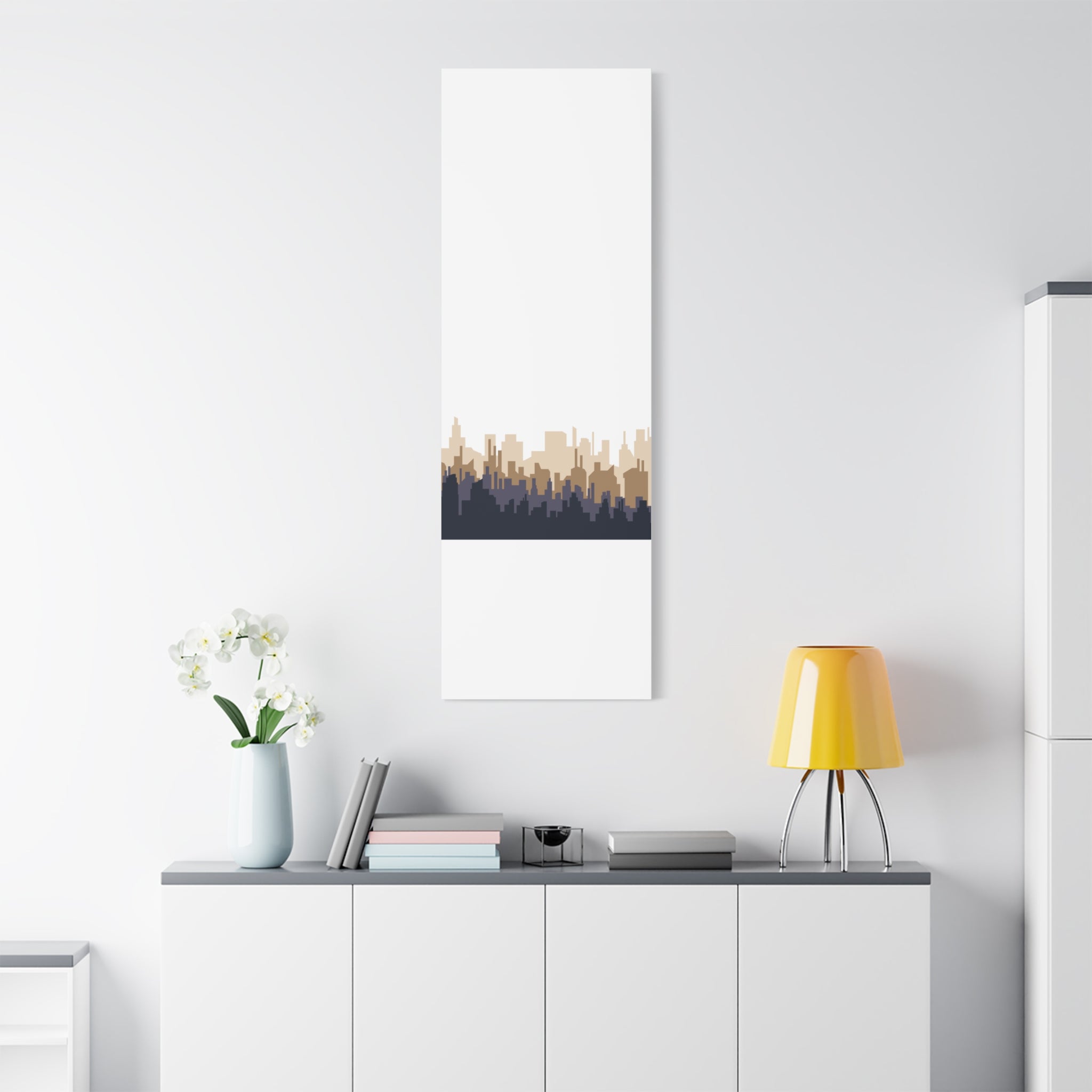 Neutral City Skyline Matte Canvas Wall Art — Minimalist Urban Home Decor