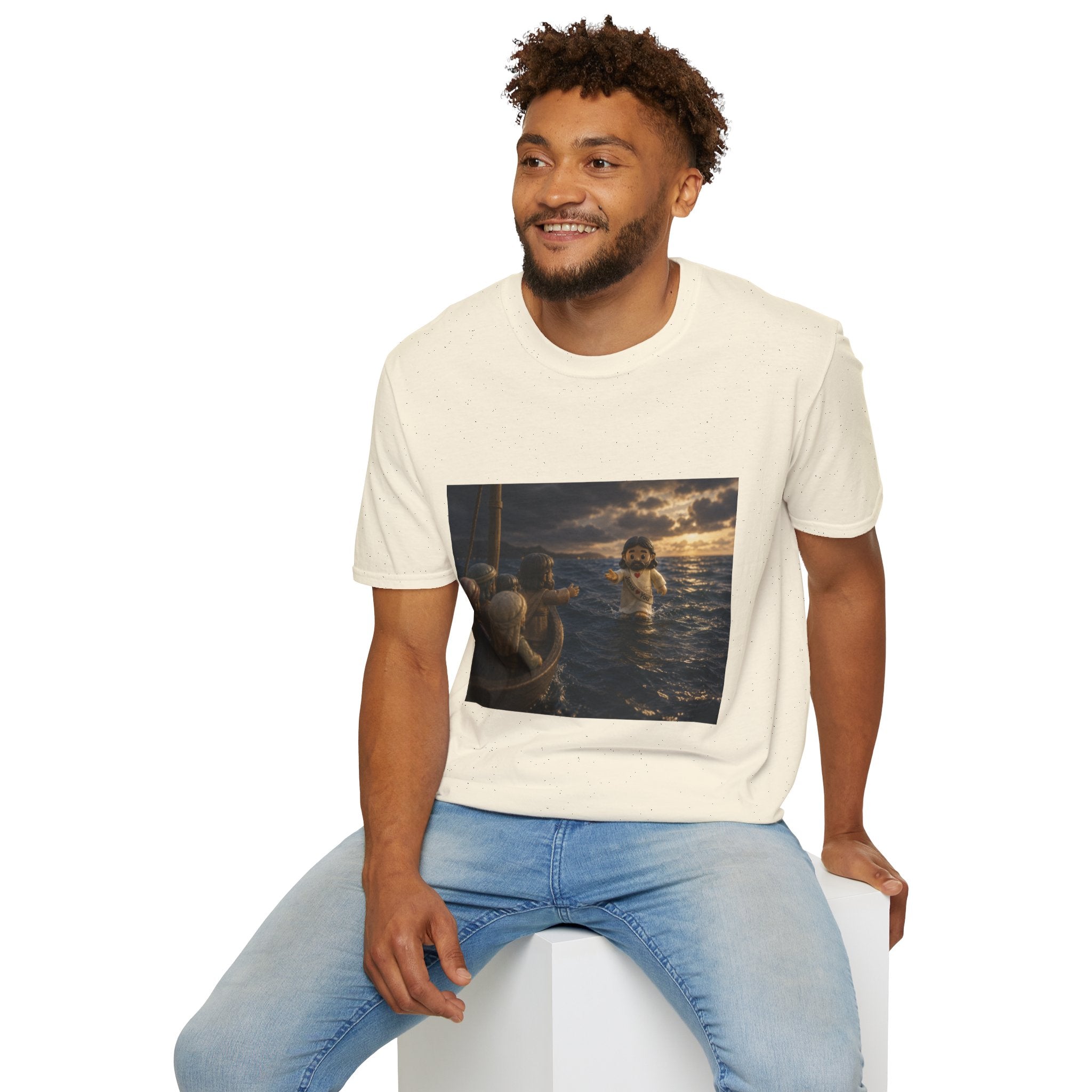 Tiny Jesus Walking on Water T-Shirt — Inspirational Biblical Faith Tee
