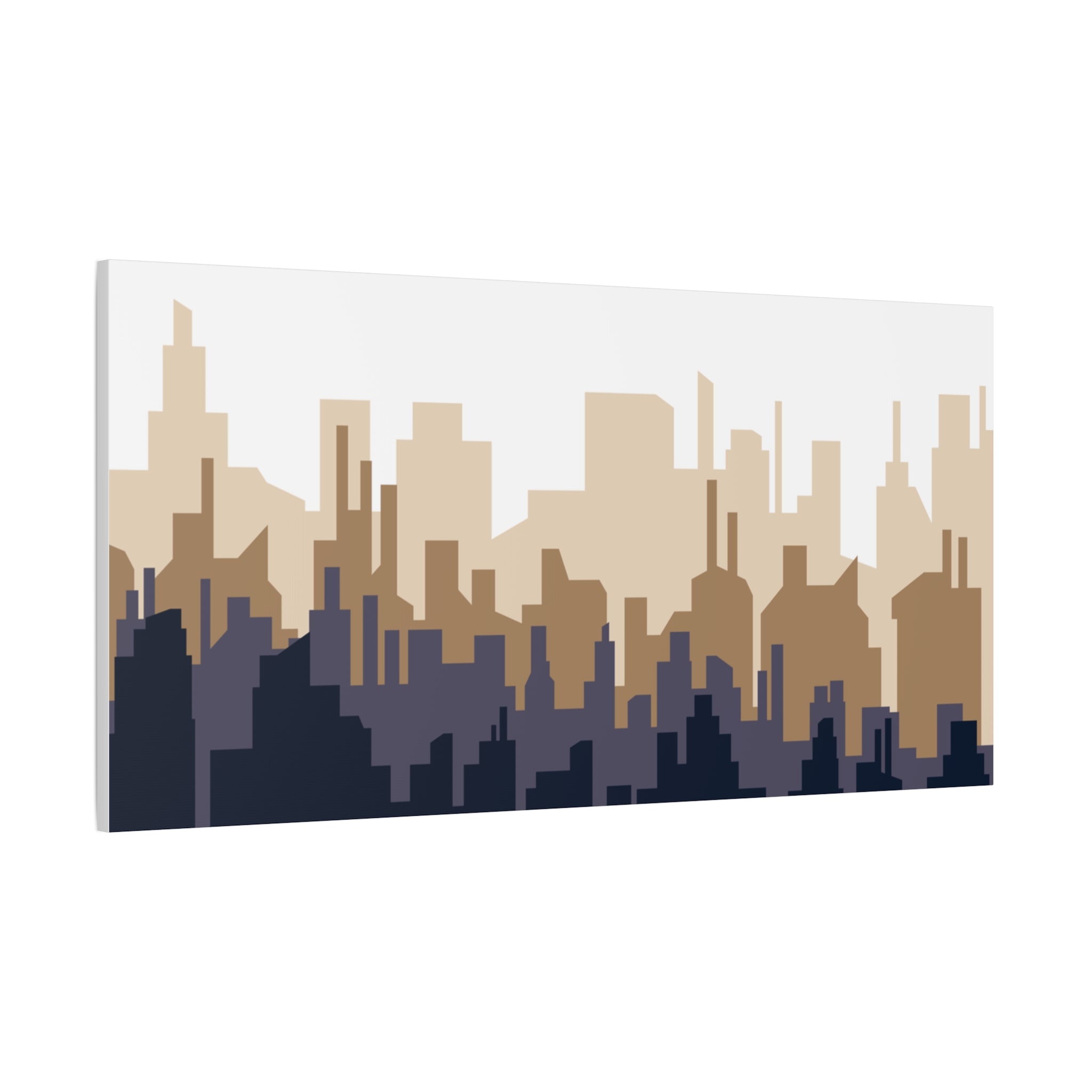 Neutral City Skyline Matte Canvas Wall Art — Minimalist Urban Home Decor