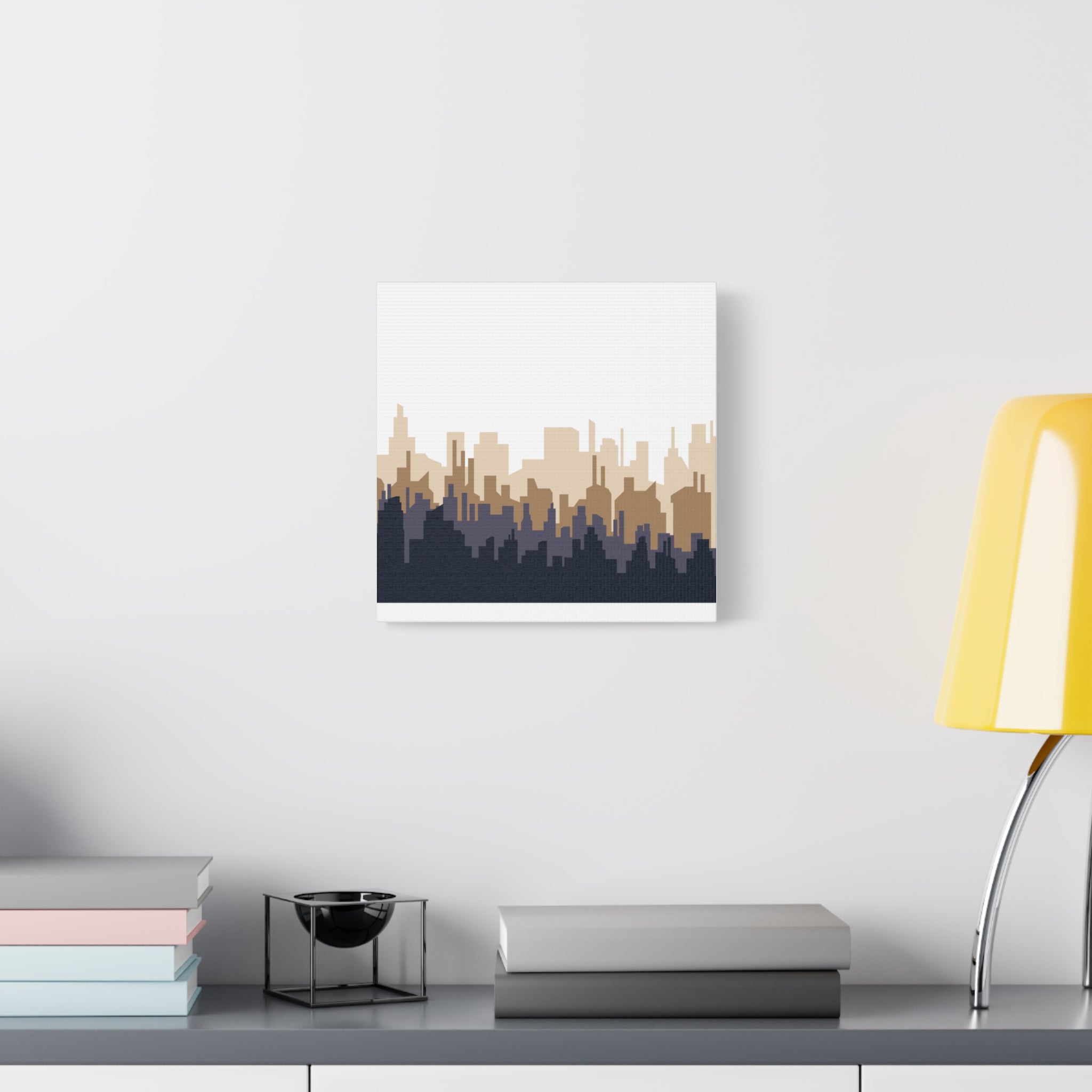 Neutral City Skyline Matte Canvas Wall Art — Minimalist Urban Home Decor