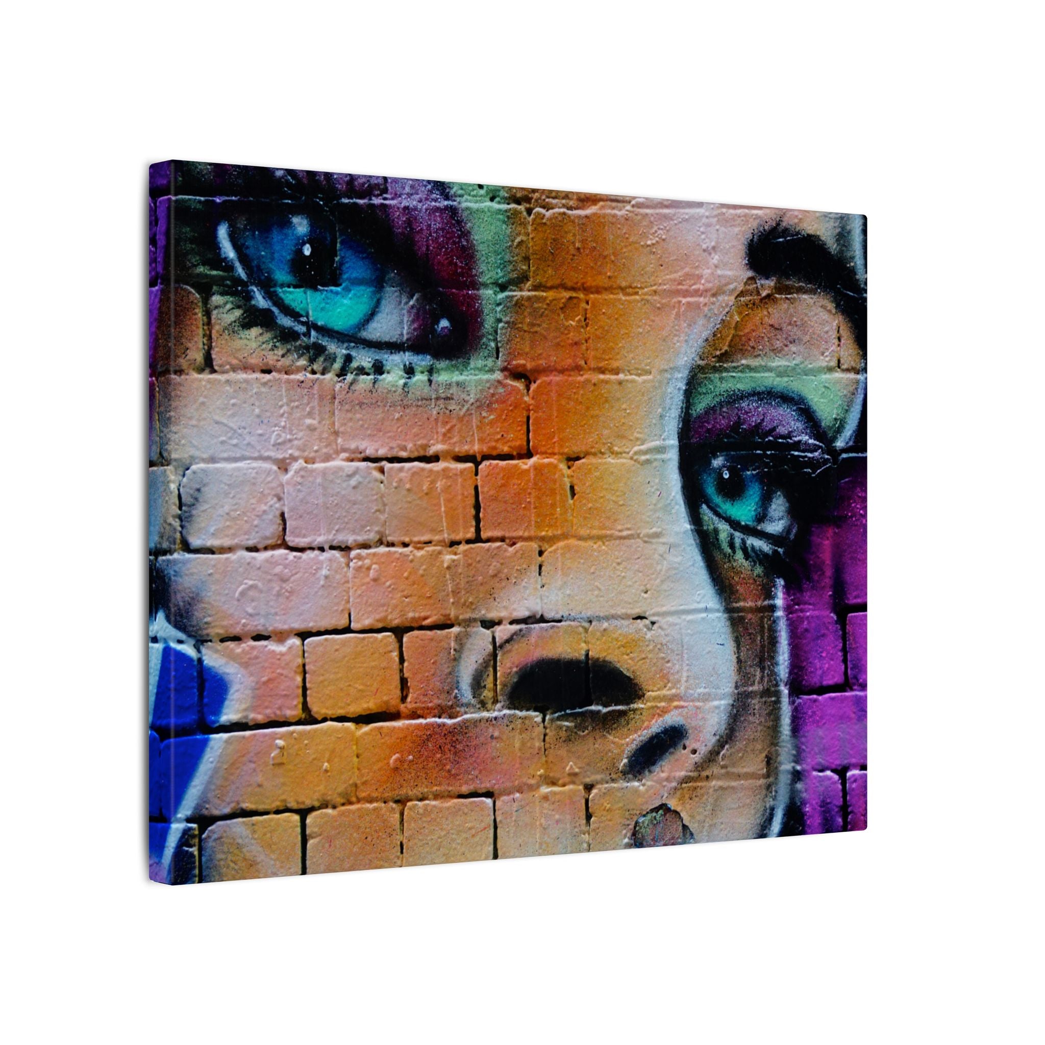 Graffiti Face Matte Canvas Print — Urban Street Art Portrait Wall Decor