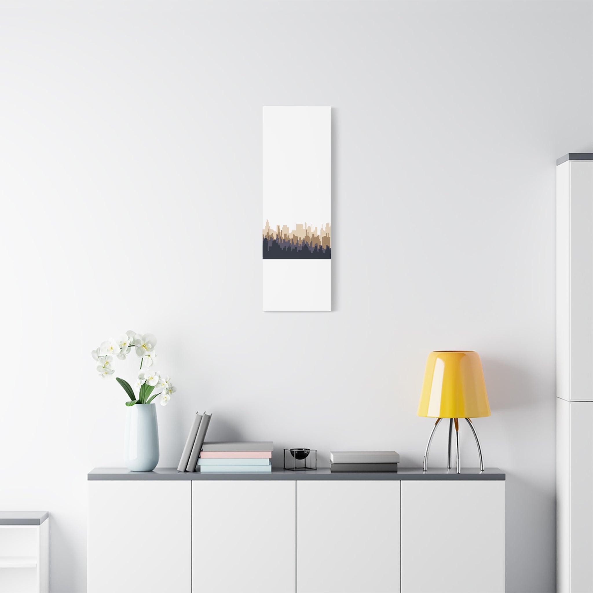 Neutral City Skyline Matte Canvas Wall Art — Minimalist Urban Home Decor