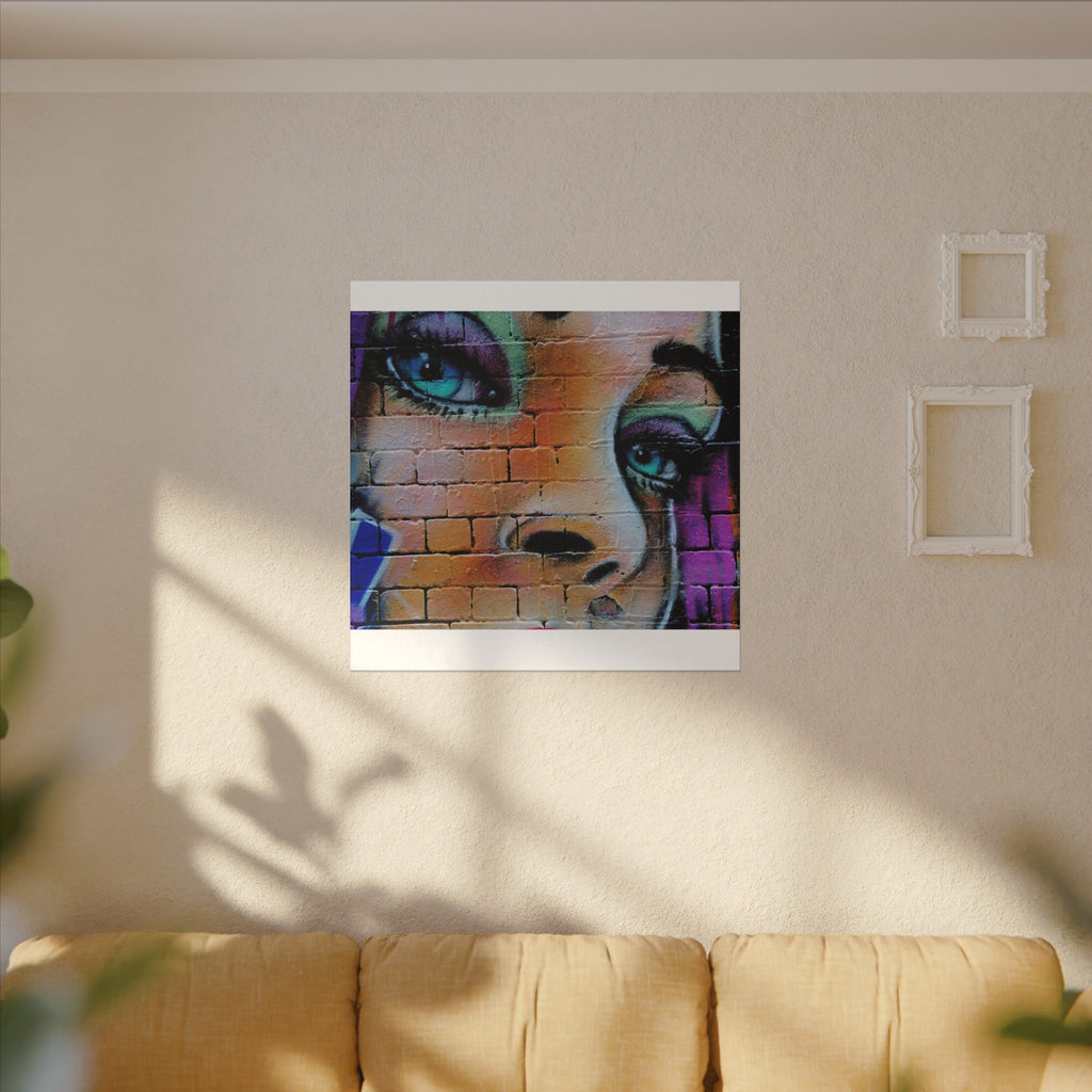 Graffiti Face Matte Canvas Print — Urban Street Art Portrait Wall Decor