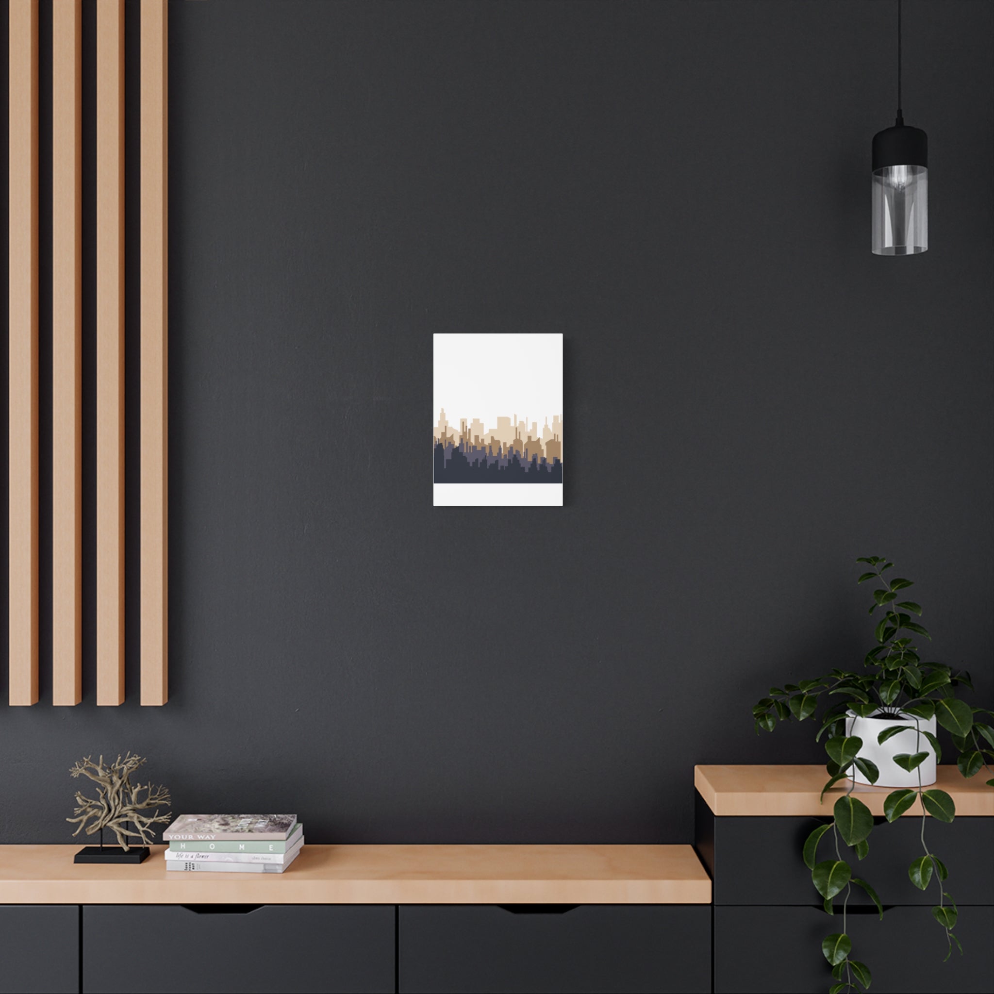 Neutral City Skyline Matte Canvas Wall Art — Minimalist Urban Home Decor
