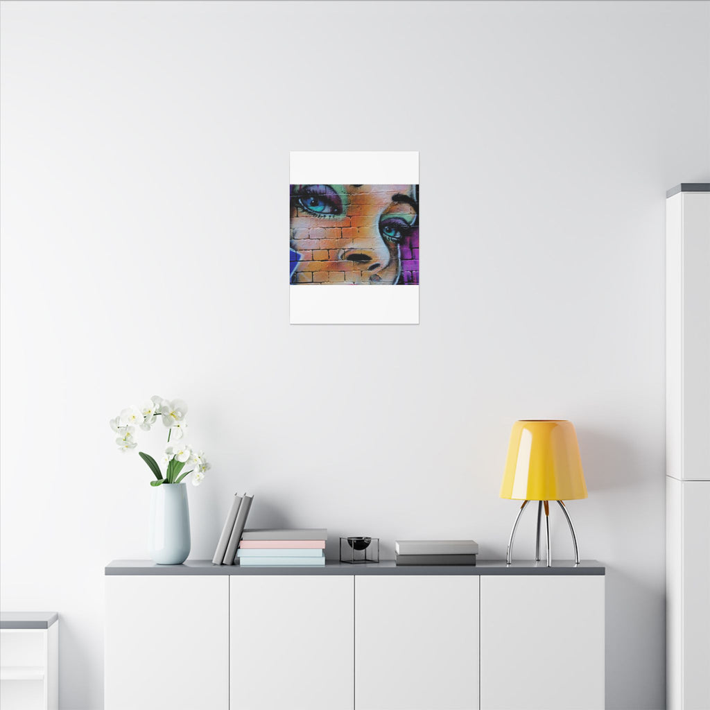 Graffiti Face Matte Canvas Print — Urban Street Art Portrait Wall Decor