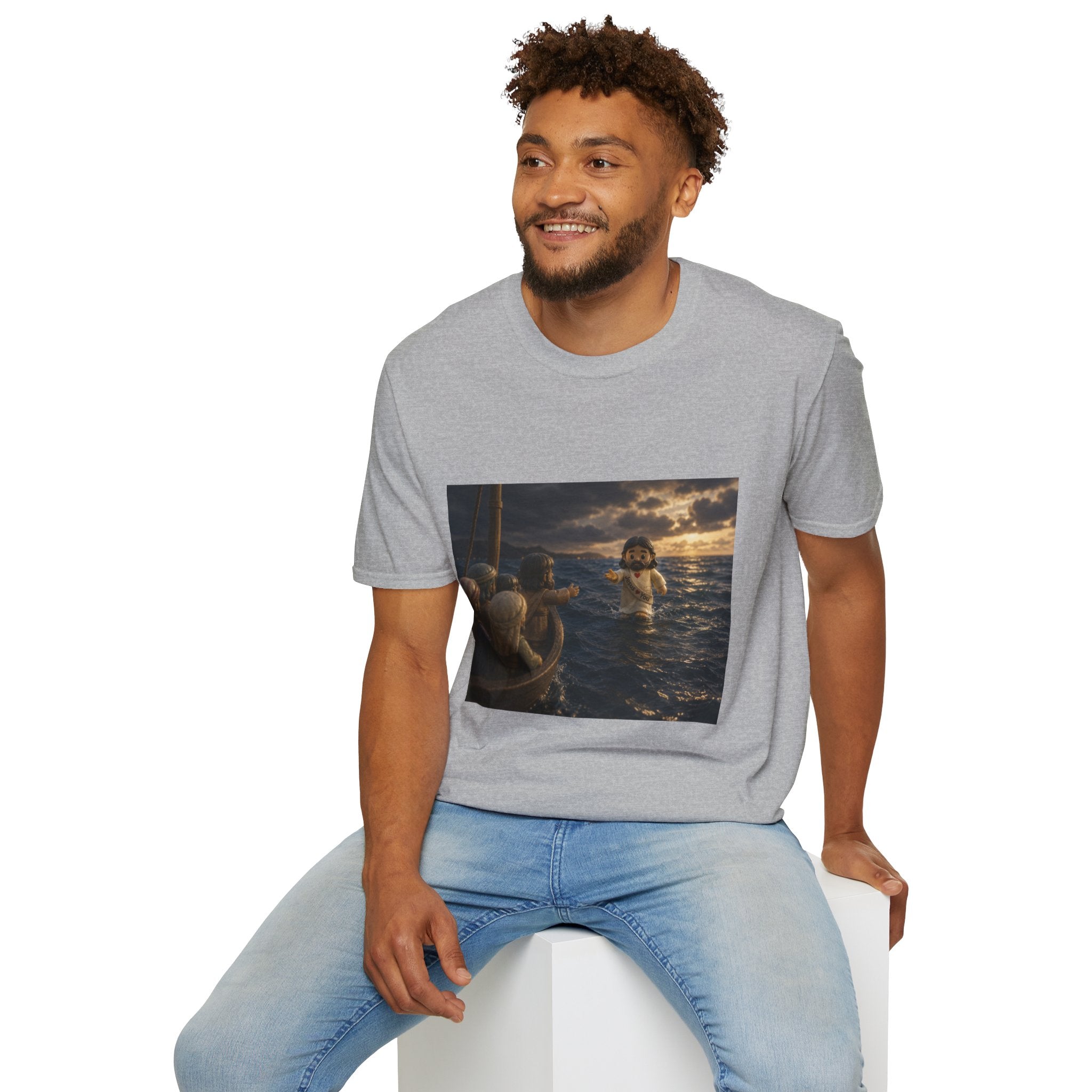 Tiny Jesus Walking on Water T-Shirt — Inspirational Biblical Faith Tee