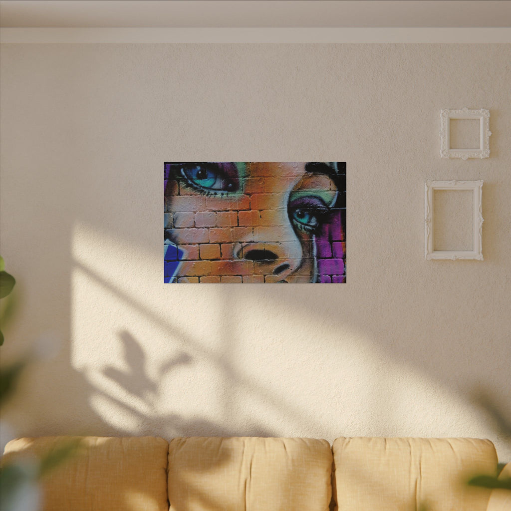 Graffiti Face Matte Canvas Print — Urban Street Art Portrait Wall Decor
