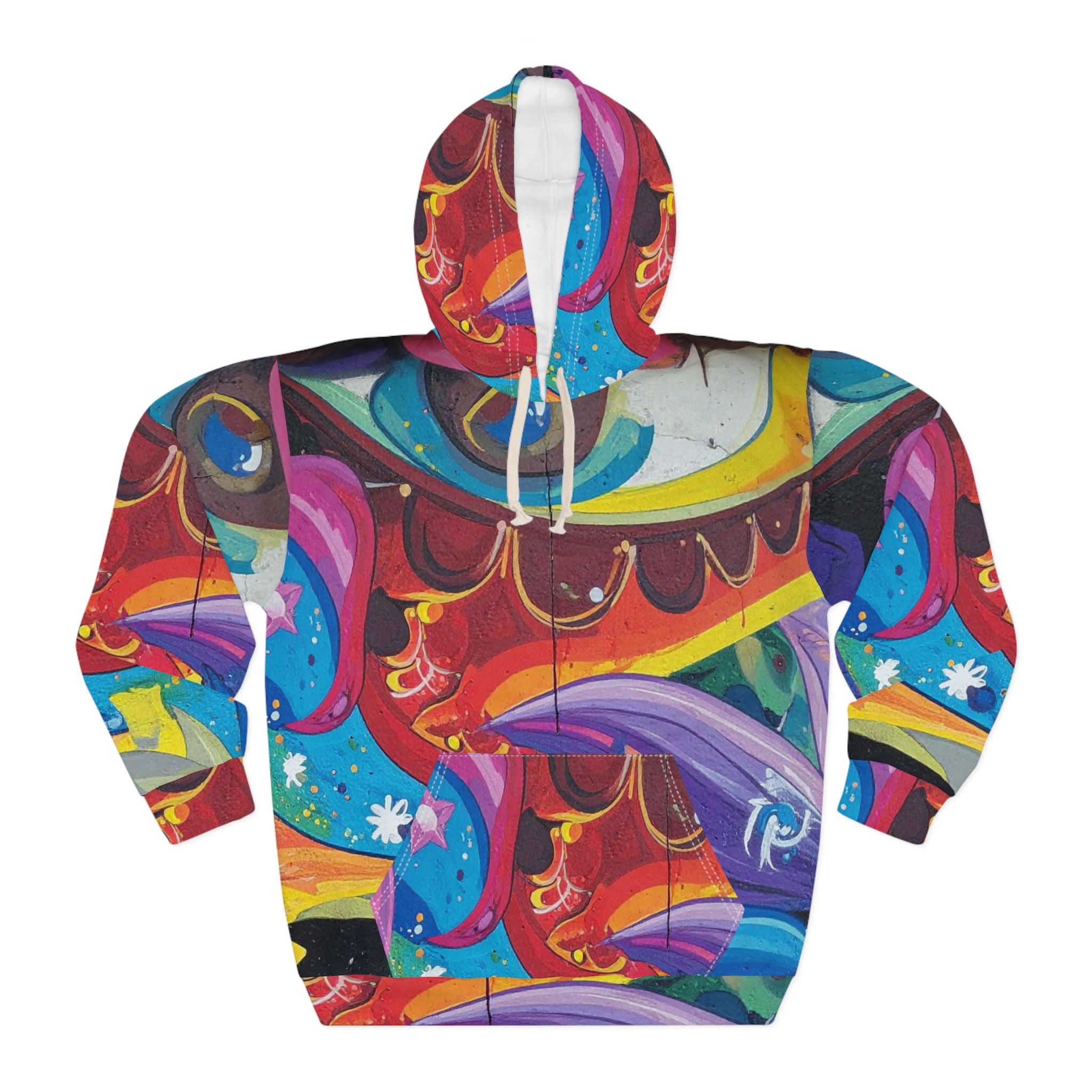 Vibrant Artistic Unisex Pullover Hoodie, Colorful Sweatshirt for Artistic Souls, Perfect for Festivals, Casual Wear, and Everyday Style