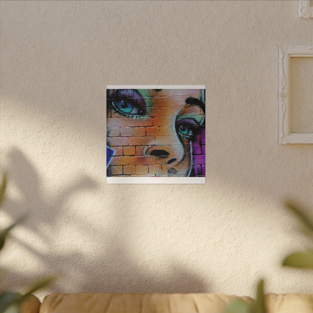 Graffiti Face Matte Canvas Print — Urban Street Art Portrait Wall Decor