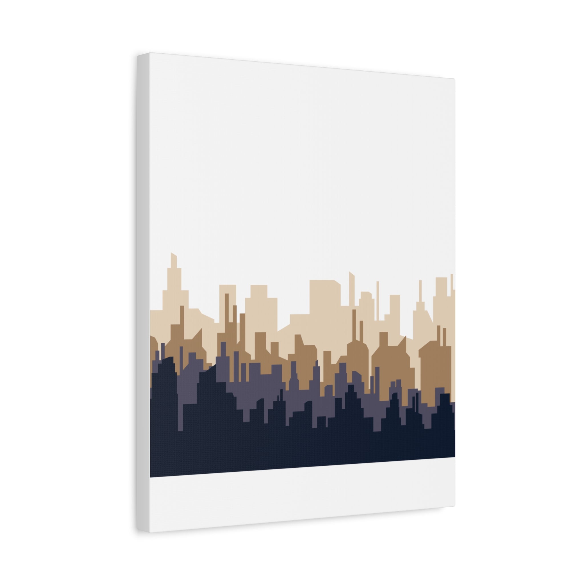 Neutral City Skyline Matte Canvas Wall Art — Minimalist Urban Home Decor
