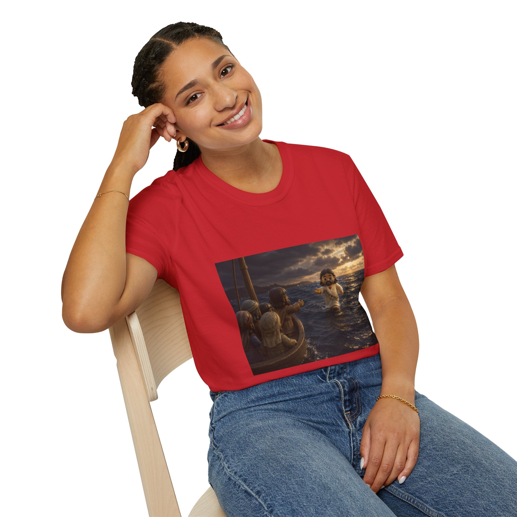 Tiny Jesus Walking on Water T-Shirt — Inspirational Biblical Faith Tee