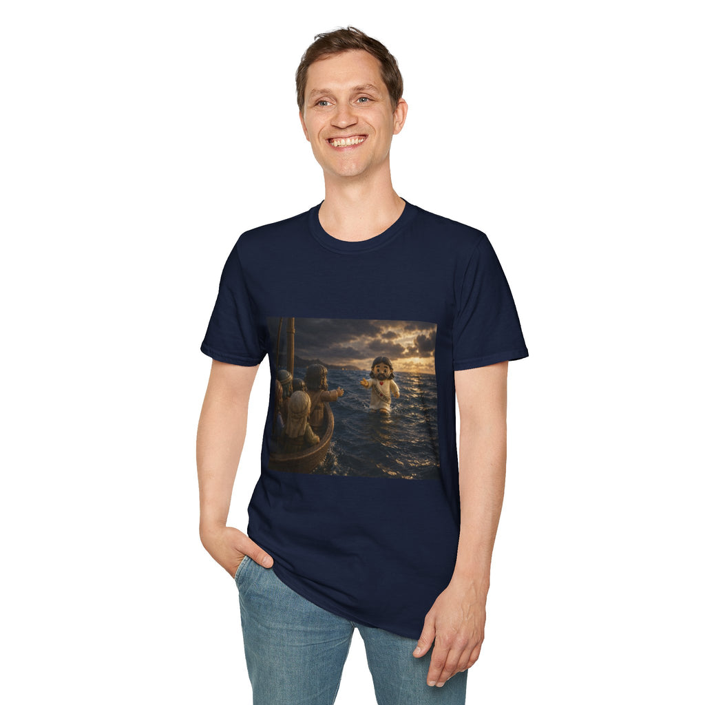 Tiny Jesus Walking on Water T-Shirt — Inspirational Biblical Faith Tee