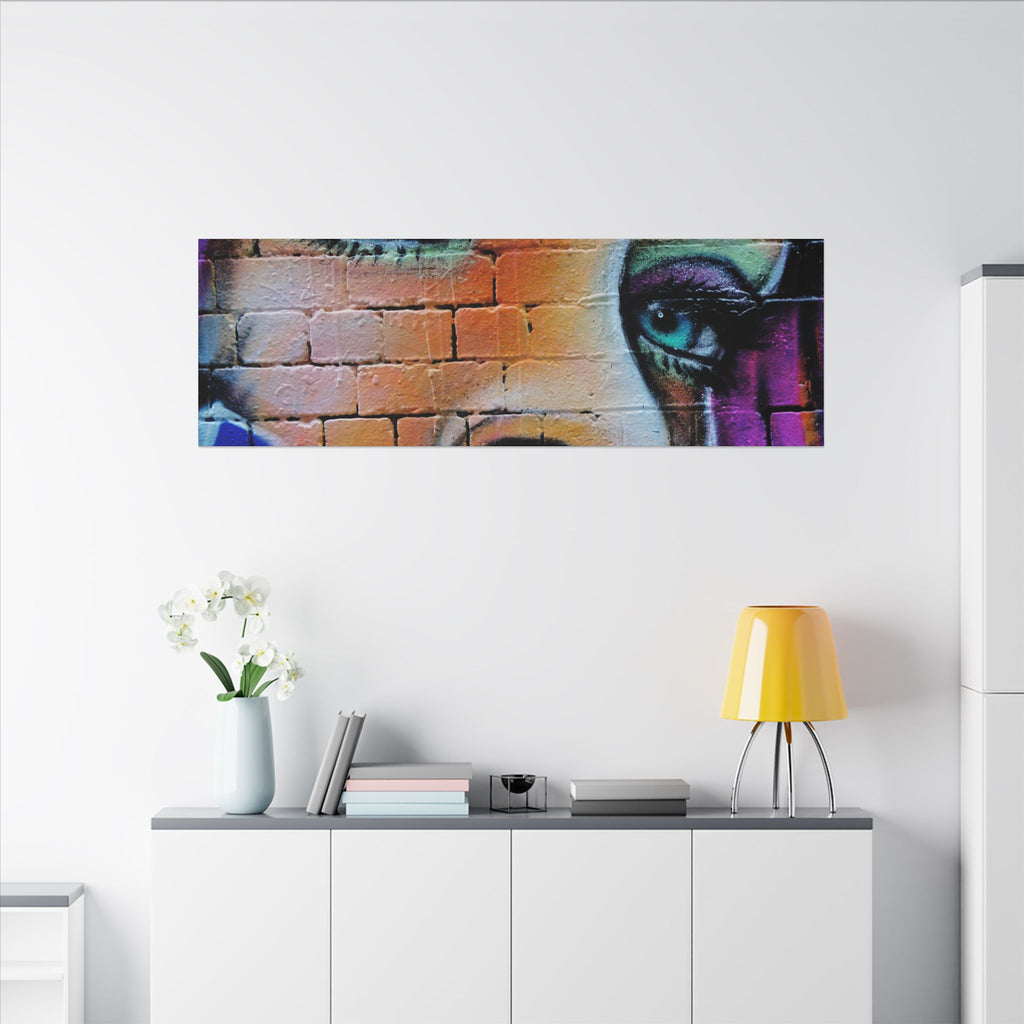 Graffiti Face Matte Canvas Print — Urban Street Art Portrait Wall Decor