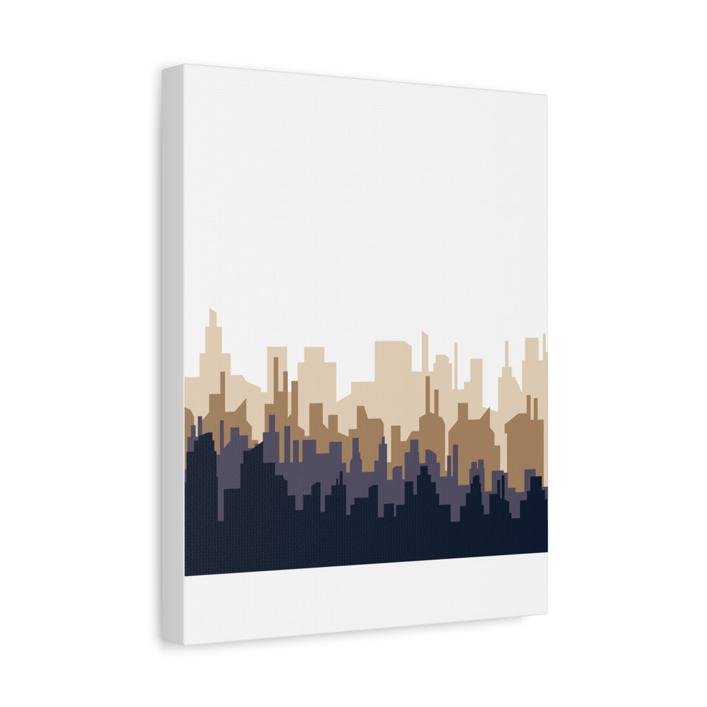 Neutral City Skyline Matte Canvas Wall Art — Minimalist Urban Home Decor