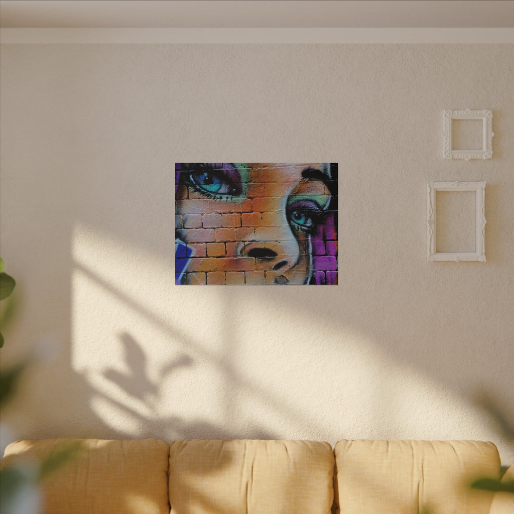 Graffiti Face Matte Canvas Print — Urban Street Art Portrait Wall Decor
