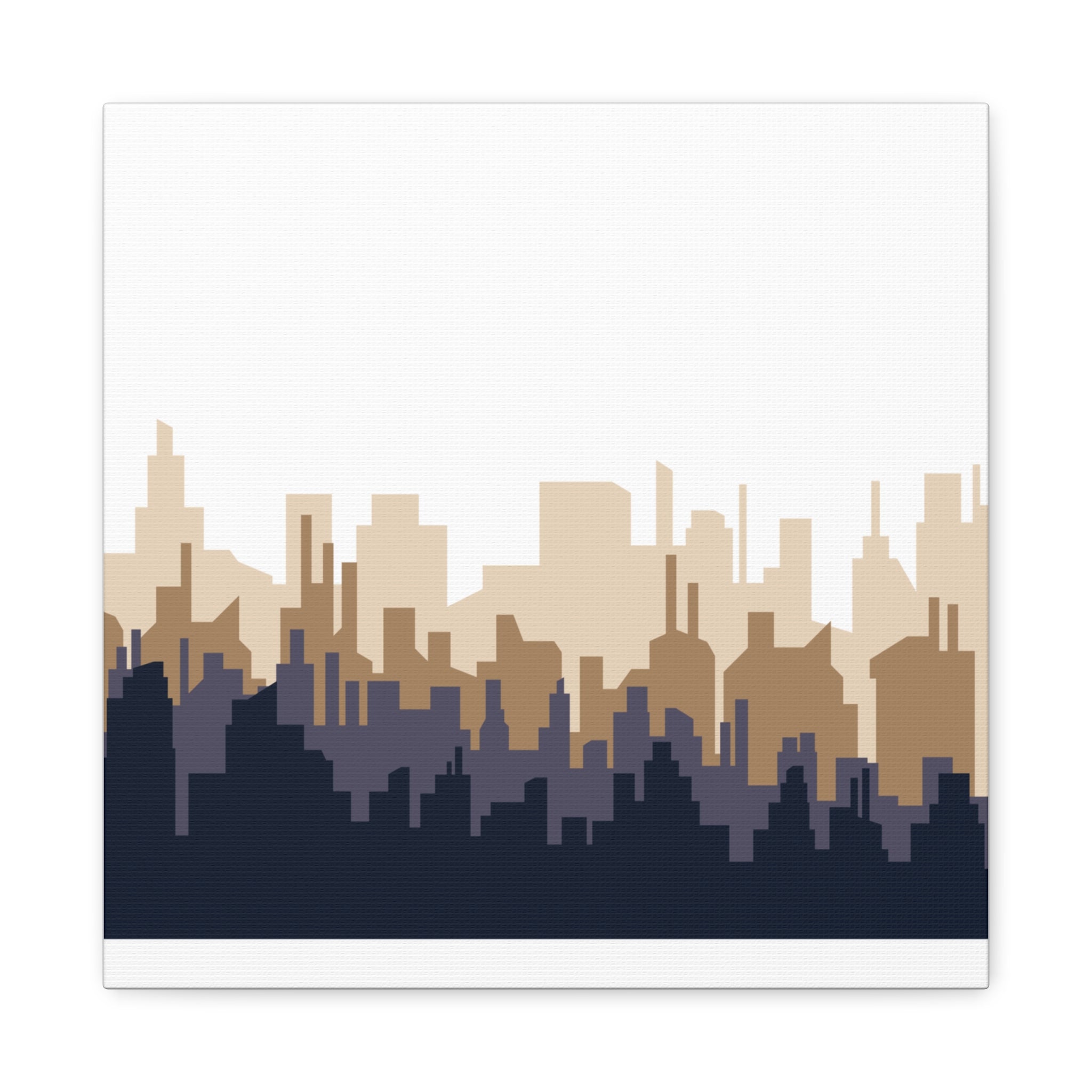 Neutral City Skyline Matte Canvas Wall Art — Minimalist Urban Home Decor