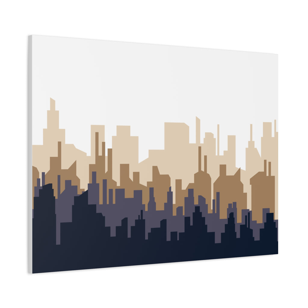 Neutral City Skyline Matte Canvas Wall Art — Minimalist Urban Home Decor