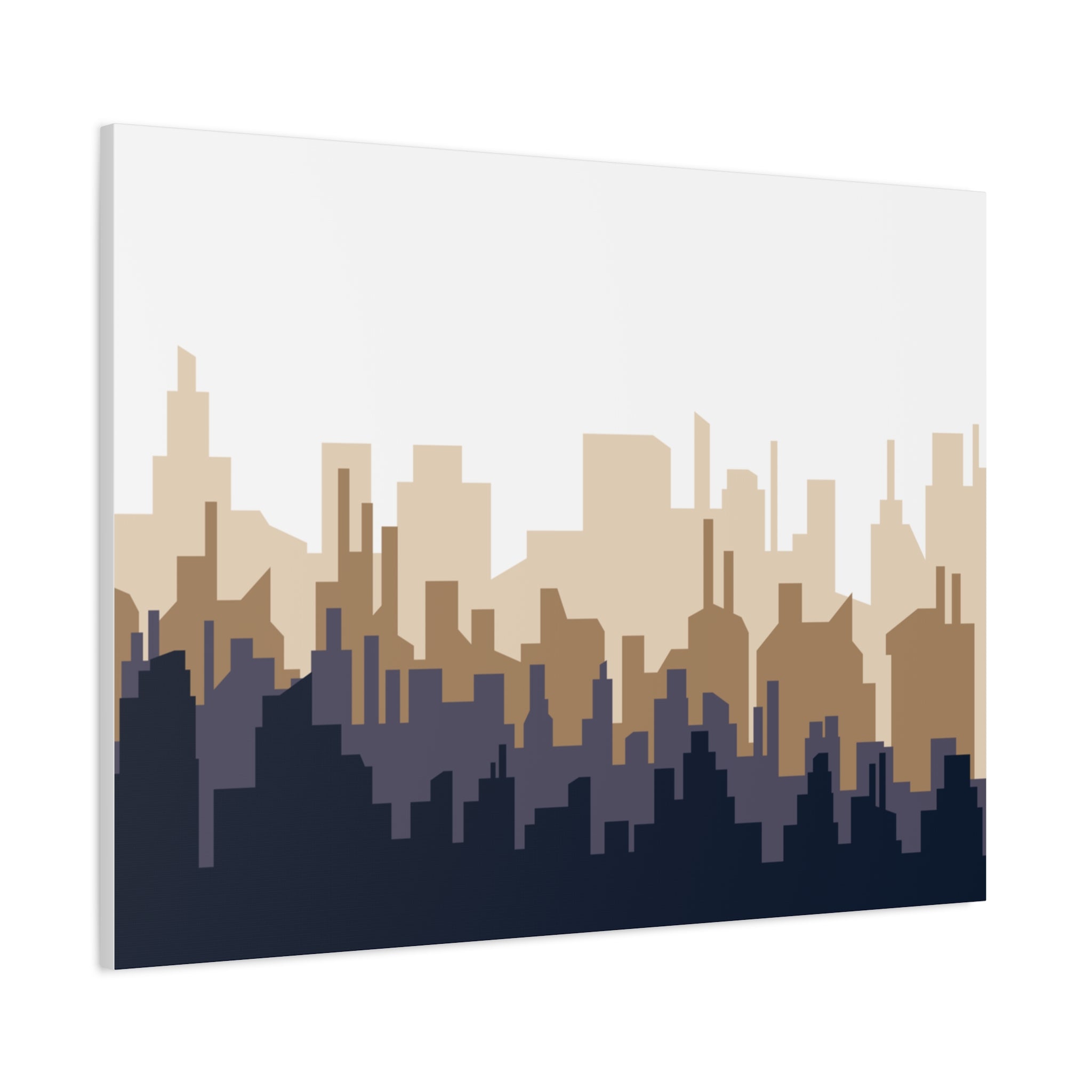 Neutral City Skyline Matte Canvas Wall Art — Minimalist Urban Home Decor