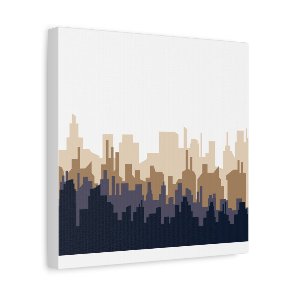 Neutral City Skyline Matte Canvas Wall Art — Minimalist Urban Home Decor