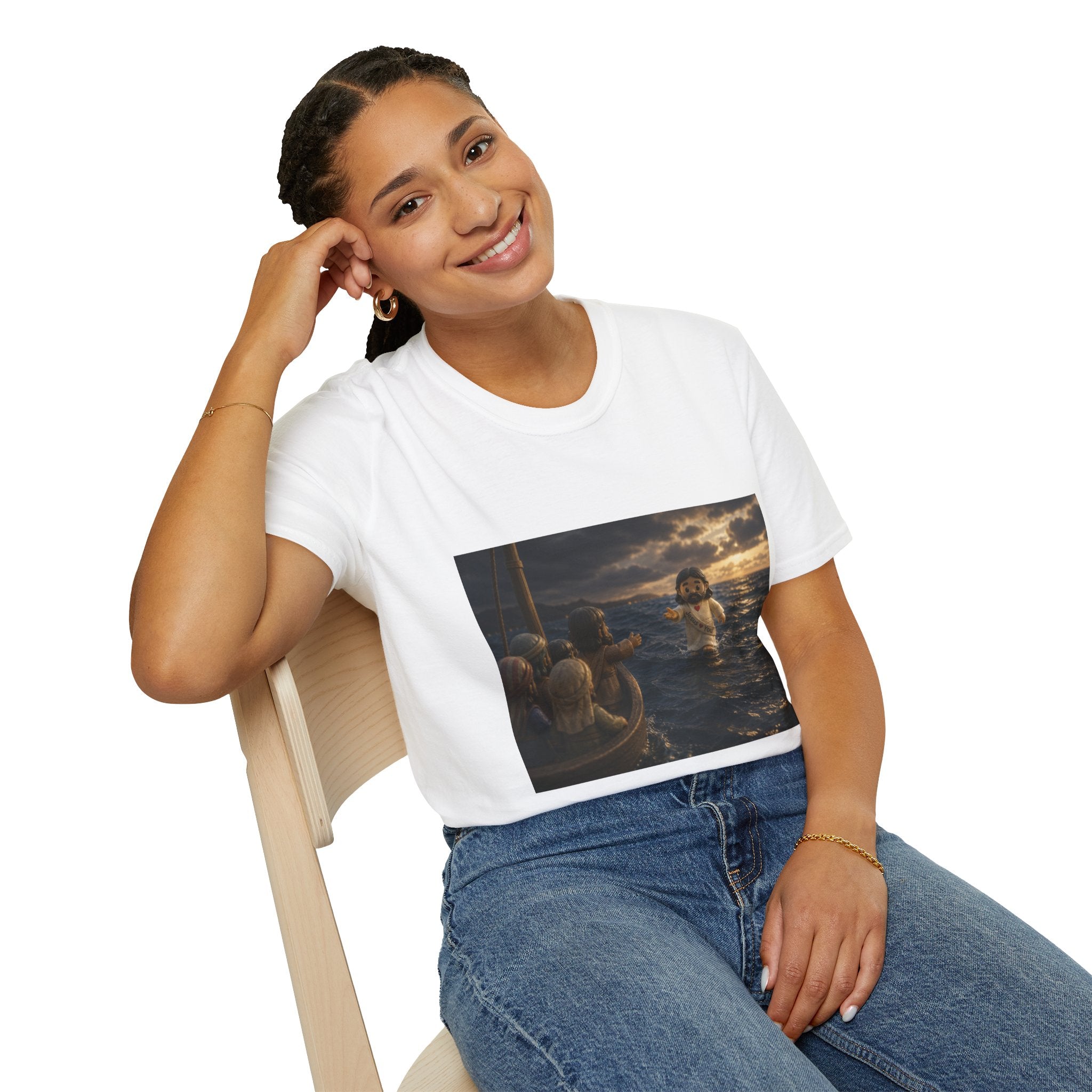 Tiny Jesus Walking on Water T-Shirt — Inspirational Biblical Faith Tee