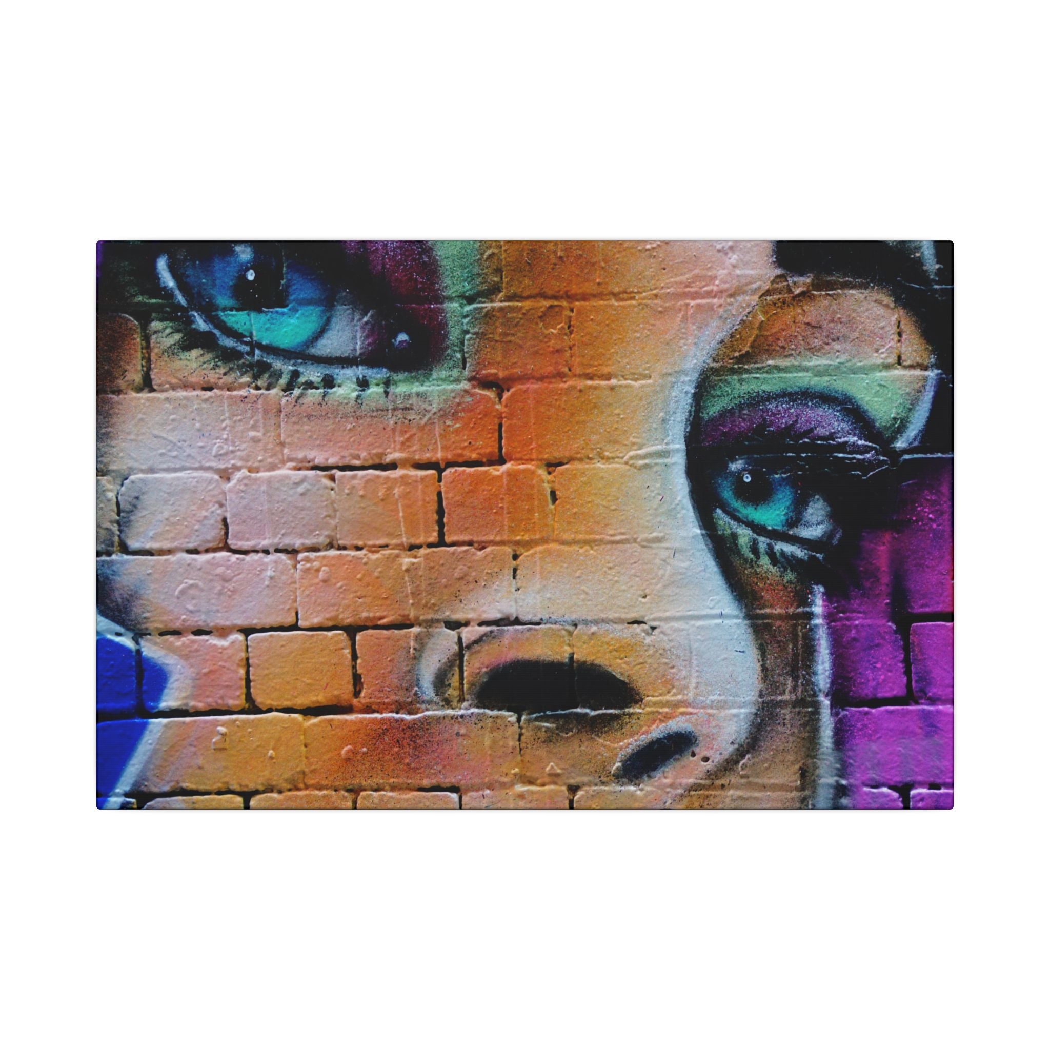 Graffiti Face Matte Canvas Print — Urban Street Art Portrait Wall Decor