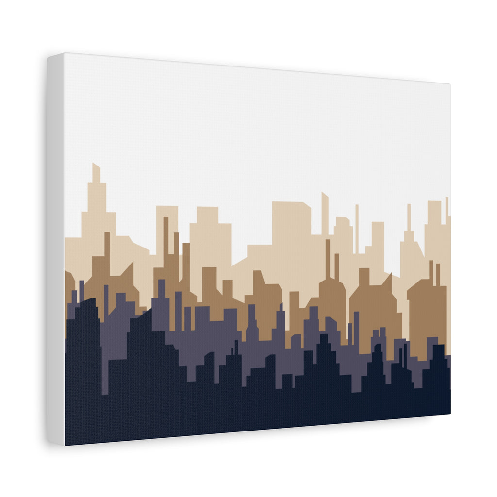 Neutral City Skyline Matte Canvas Wall Art — Minimalist Urban Home Decor