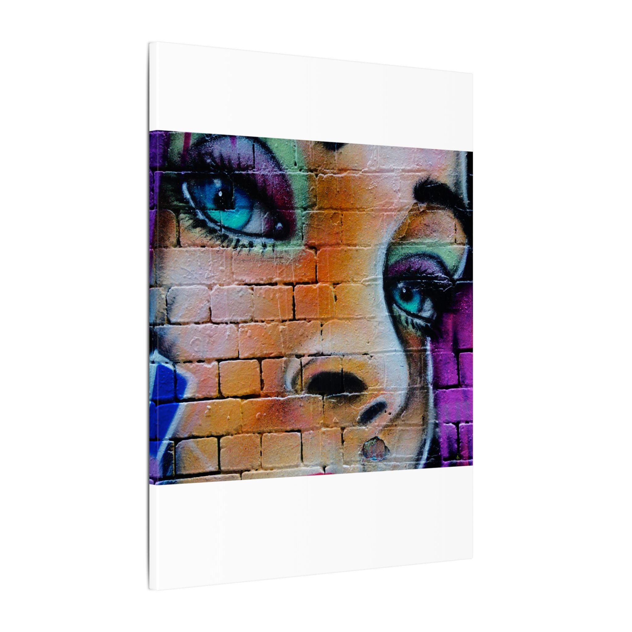 Graffiti Face Matte Canvas Print — Urban Street Art Portrait Wall Decor