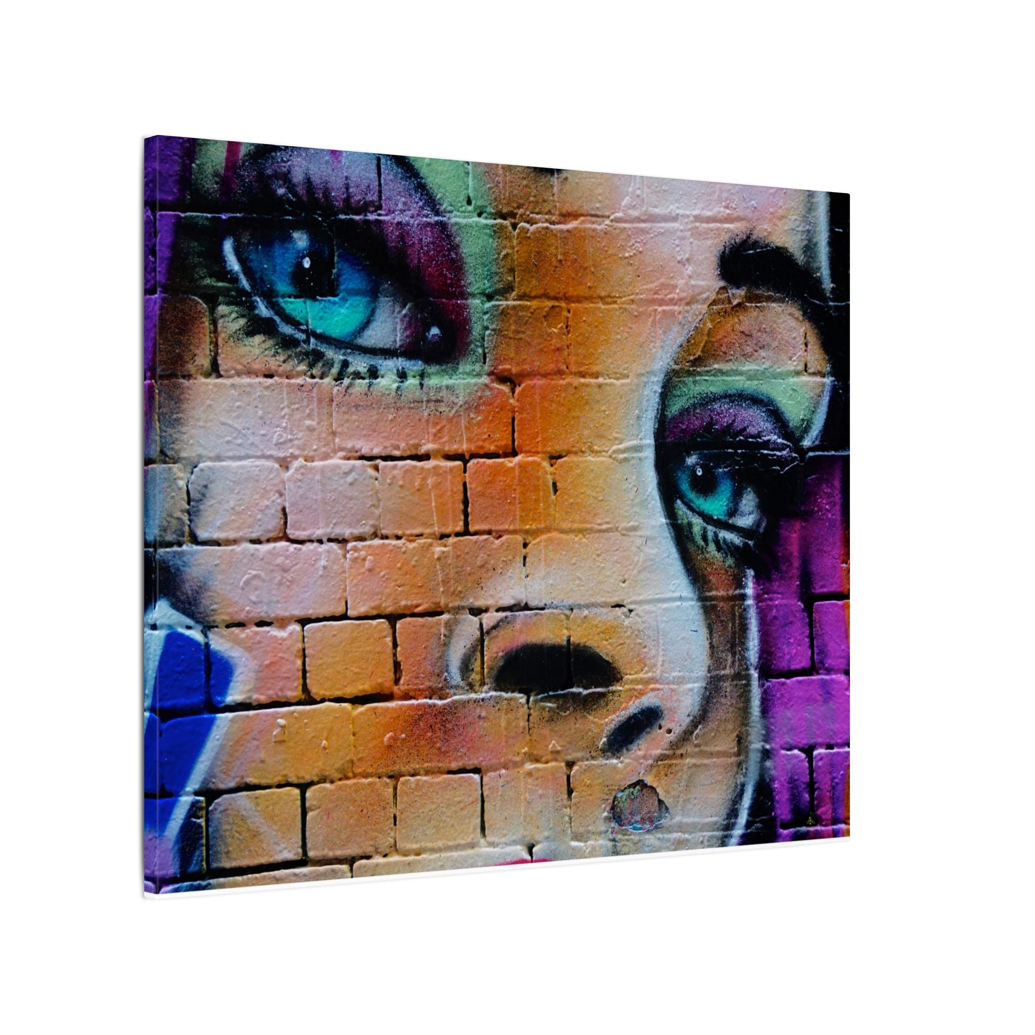 Graffiti Face Matte Canvas Print — Urban Street Art Portrait Wall Decor
