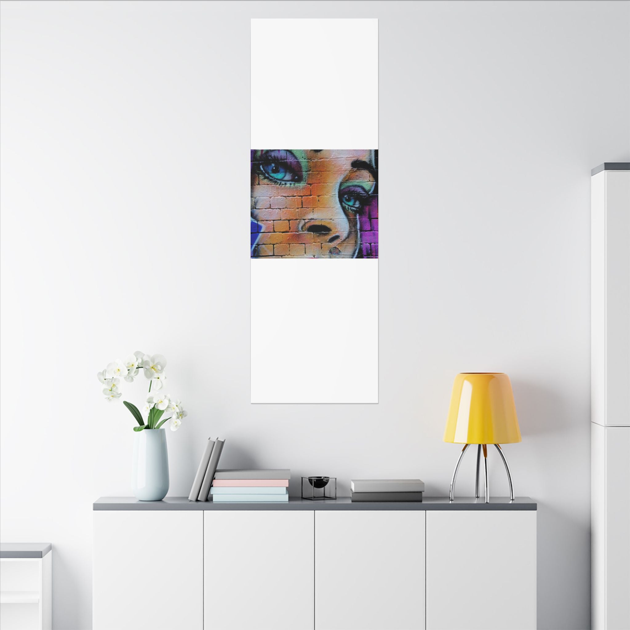 Graffiti Face Matte Canvas Print — Urban Street Art Portrait Wall Decor