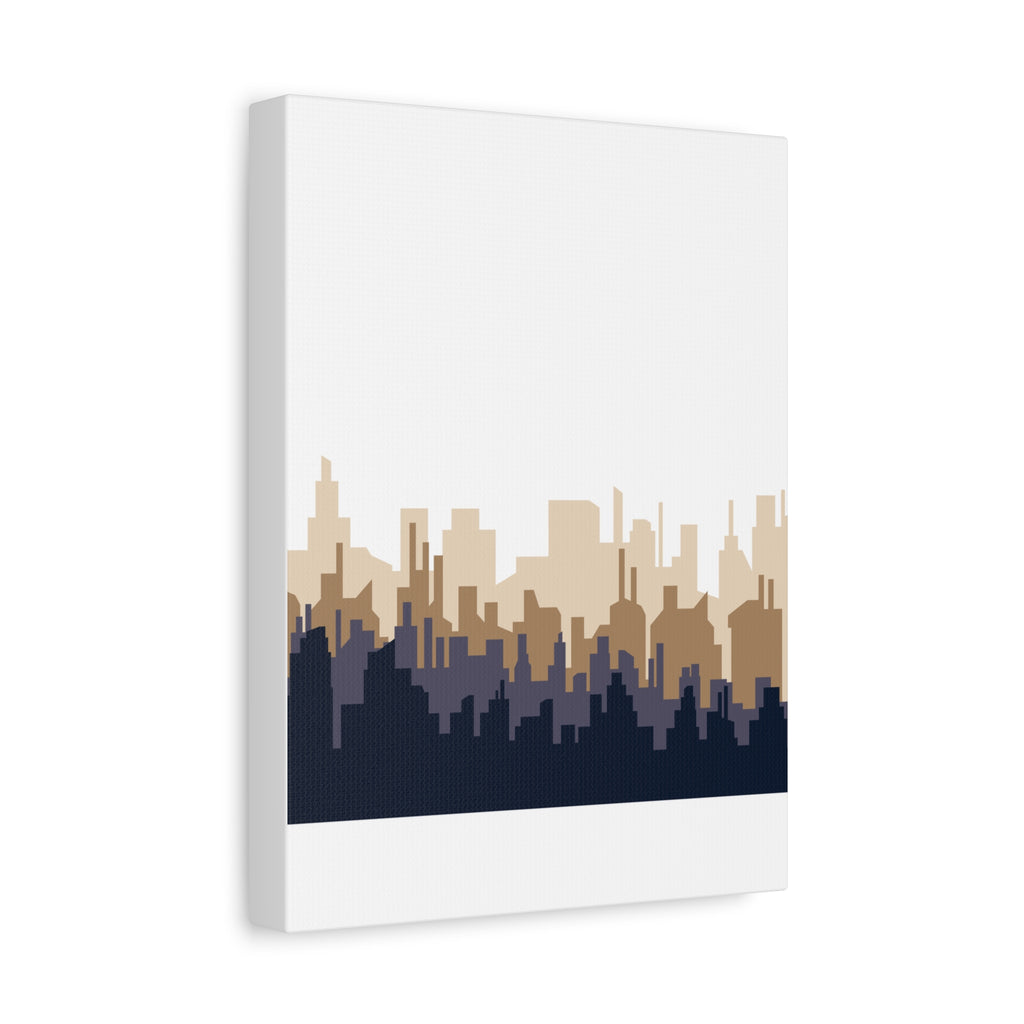 Neutral City Skyline Matte Canvas Wall Art — Minimalist Urban Home Decor