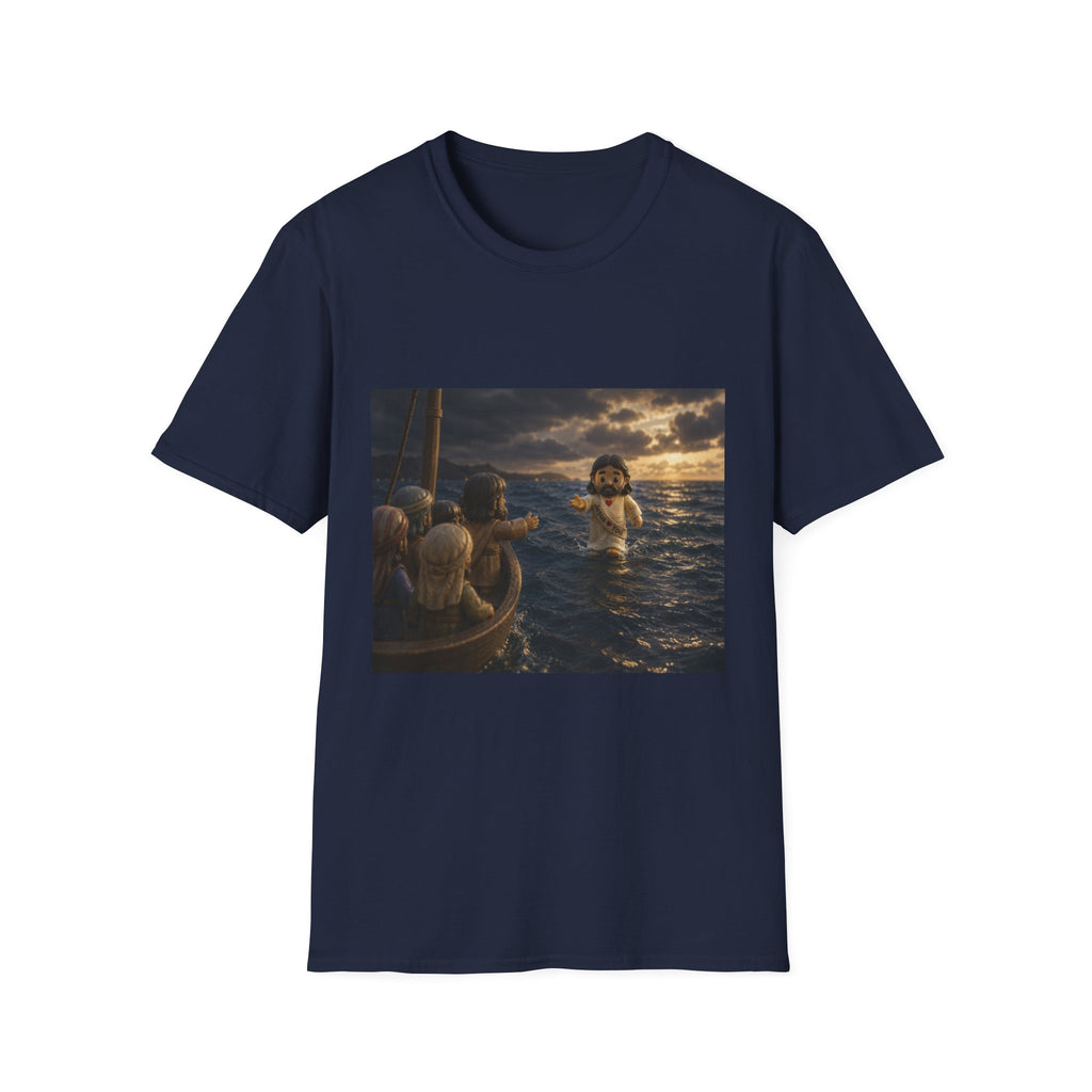Tiny Jesus Walking on Water T-Shirt — Inspirational Biblical Faith Tee