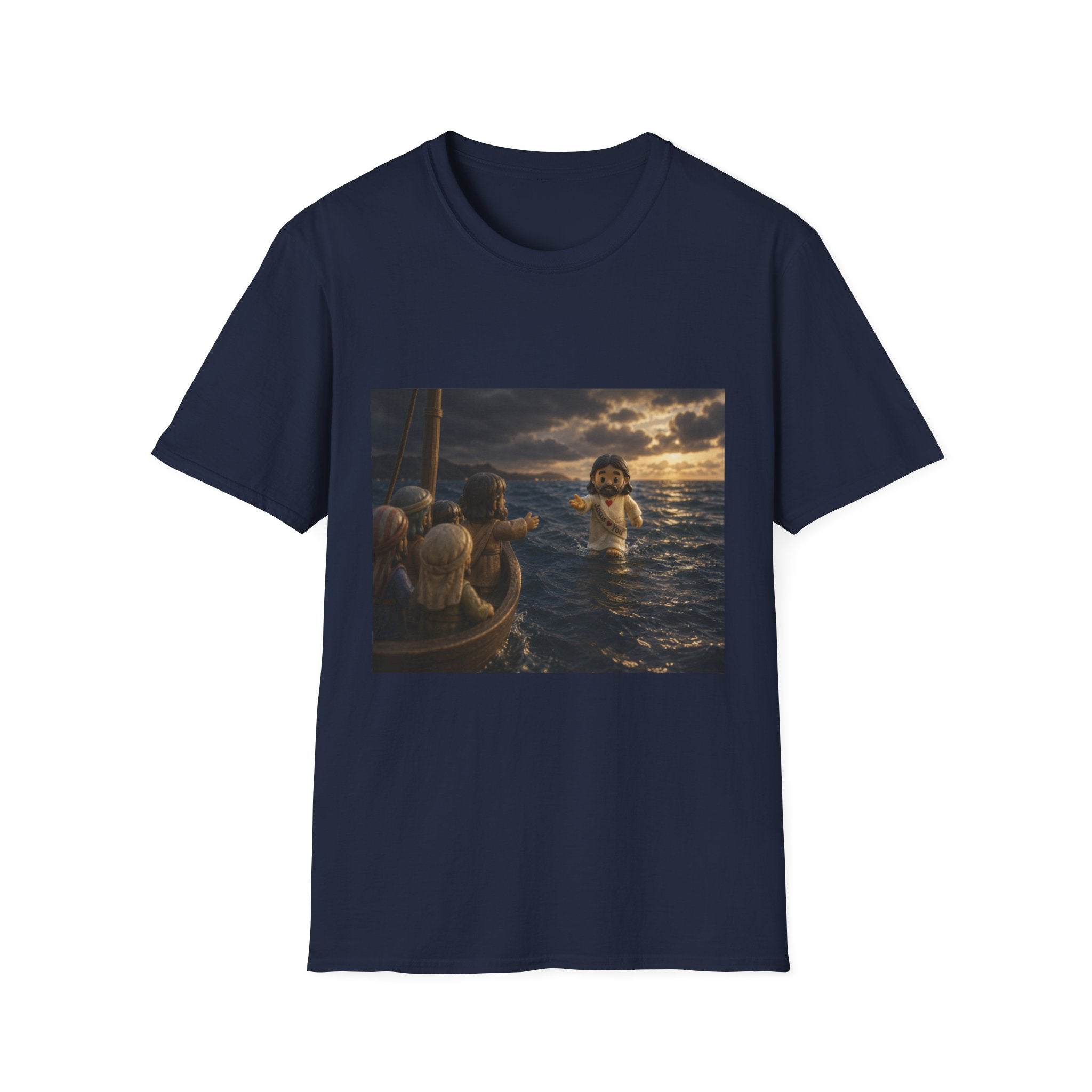 Tiny Jesus Walking on Water T-Shirt — Inspirational Biblical Faith Tee