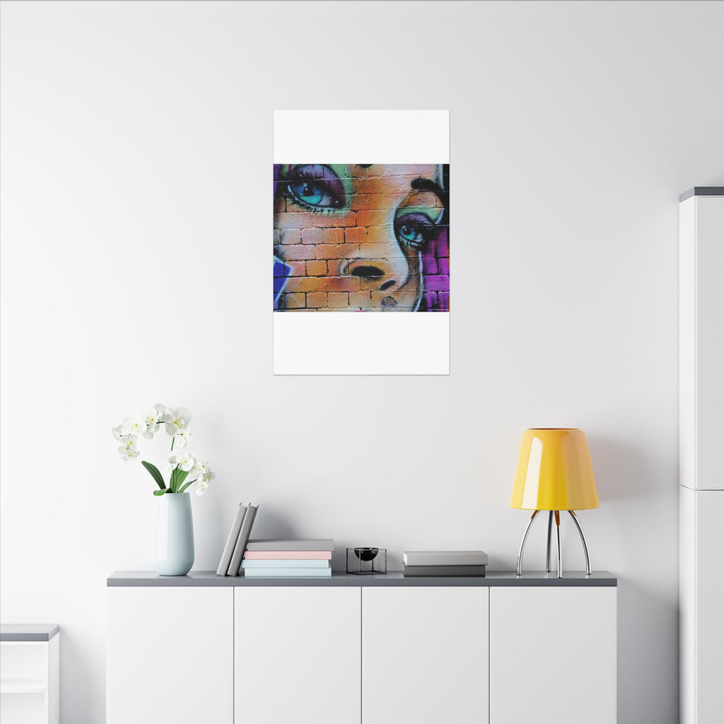 Graffiti Face Matte Canvas Print — Urban Street Art Portrait Wall Decor