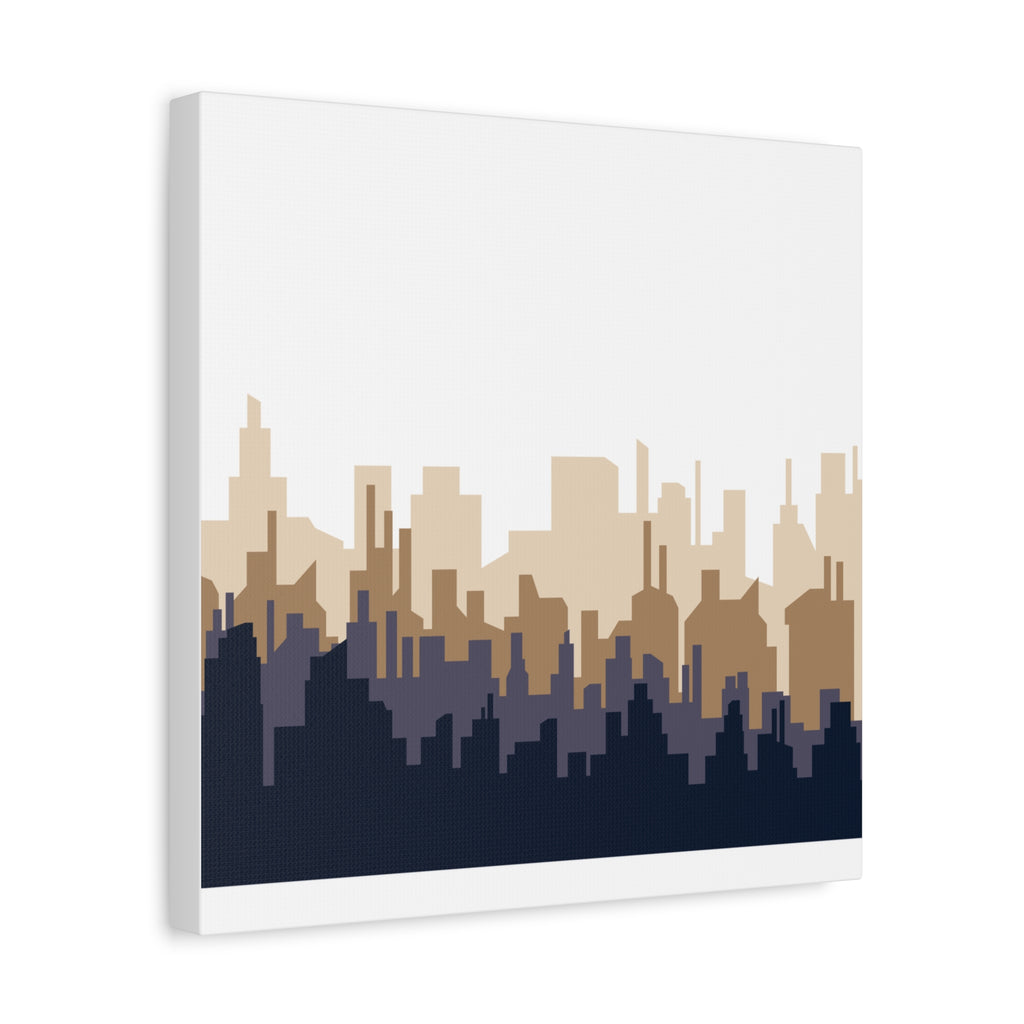 Neutral City Skyline Matte Canvas Wall Art — Minimalist Urban Home Decor