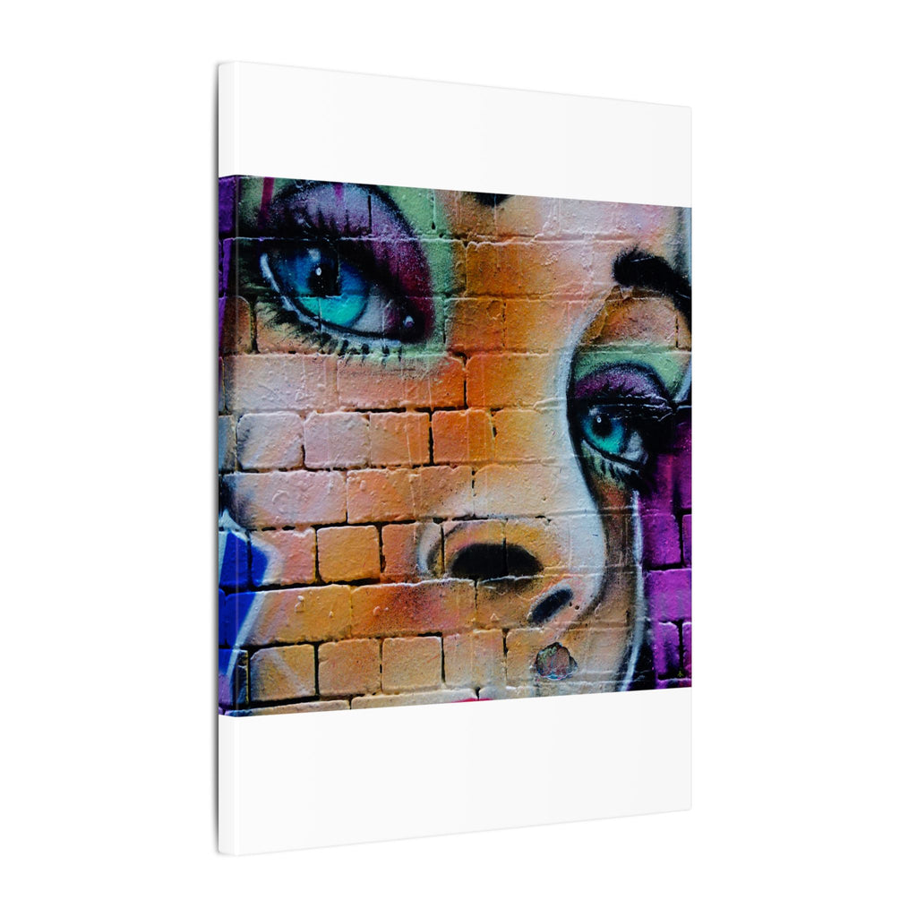 Graffiti Face Matte Canvas Print — Urban Street Art Portrait Wall Decor