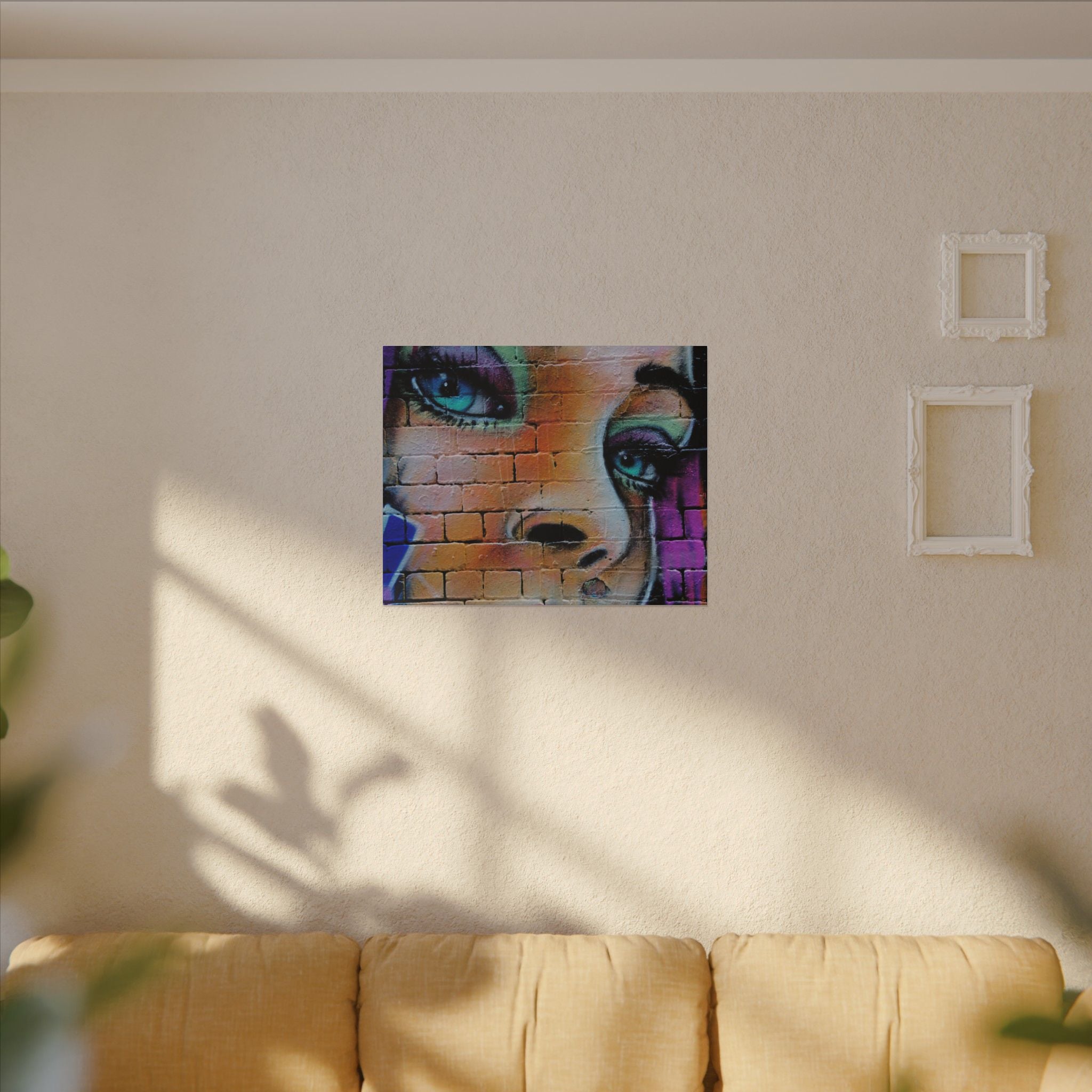 Graffiti Face Matte Canvas Print — Urban Street Art Portrait Wall Decor