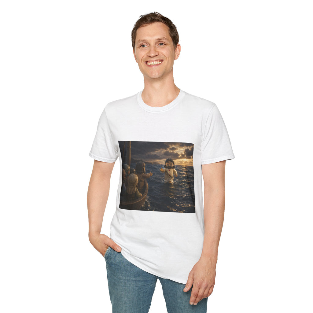 Tiny Jesus Walking on Water T-Shirt — Inspirational Biblical Faith Tee