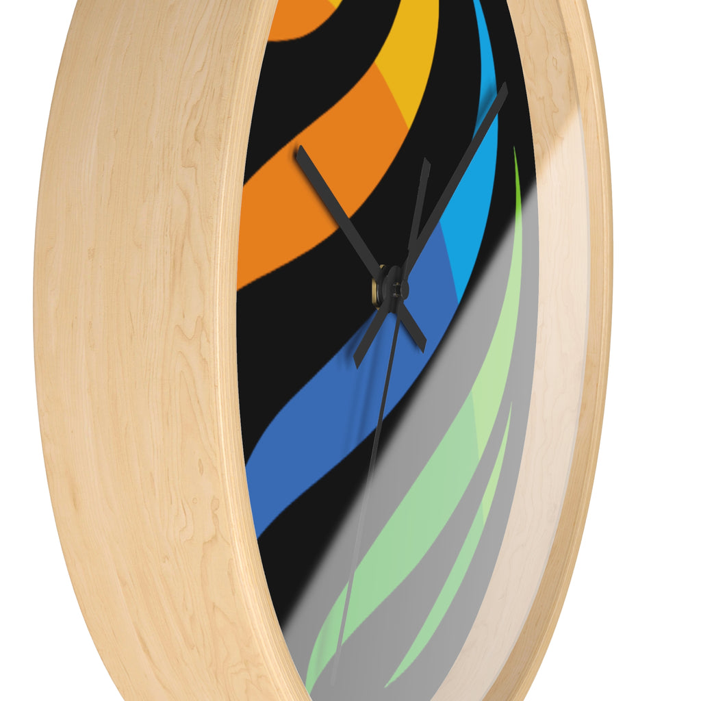 Modern Rainbow Swirl Wall Clock — Colorful Abstract Home Decor